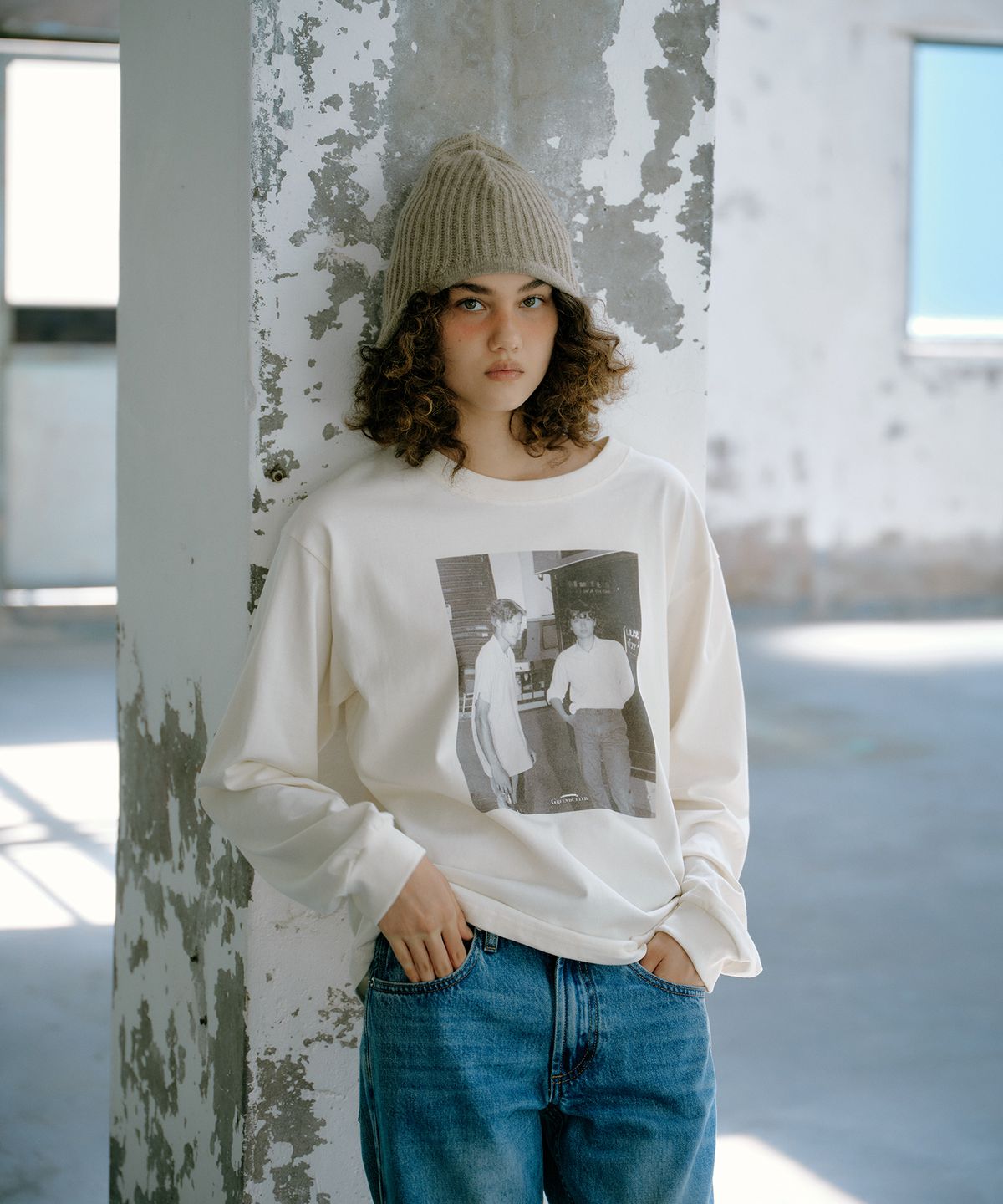 그린버터(GREENBUTTER) Monochrome Pigment tee (L/Beige)