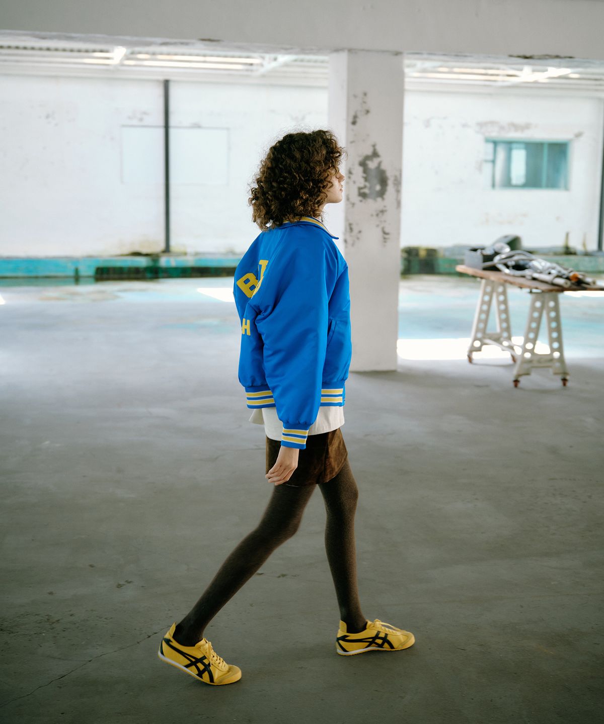 그린버터(GREENBUTTER) Quilted Varsity Jacket (Light Blue)