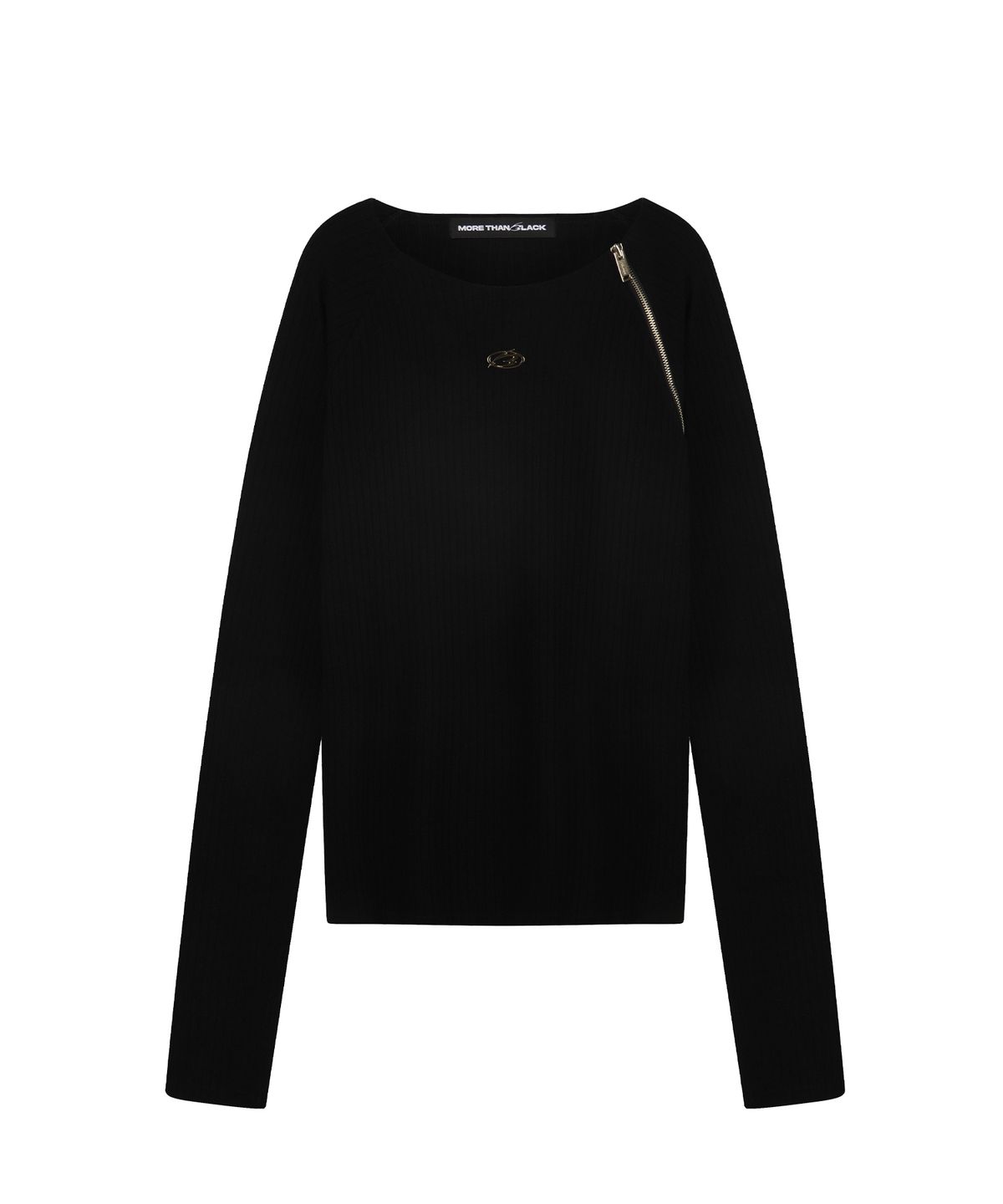 모어댄블랙(MORE THAN BLACK) LOGO ONE SIDE ZIP UP KNIT