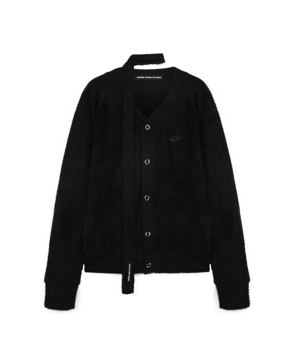 모어댄블랙(MORE THAN BLACK) LOGO V FUR CARDIGAN