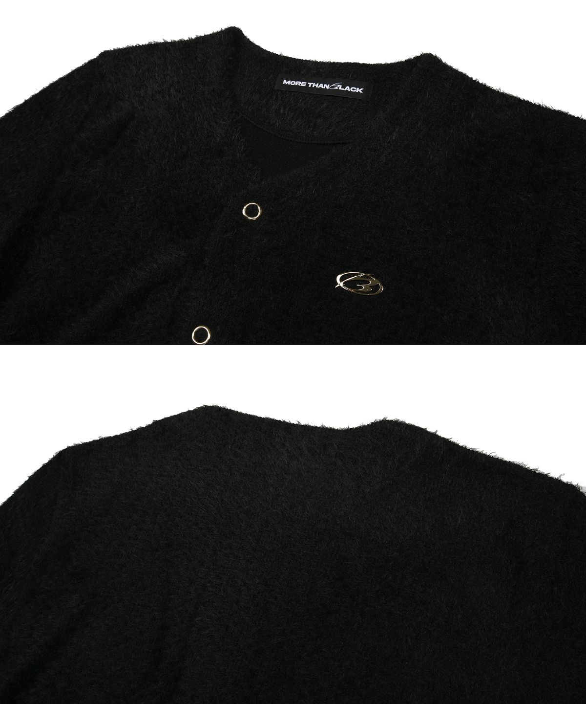 모어댄블랙(MORE THAN BLACK) LOGO V FUR CARDIGAN