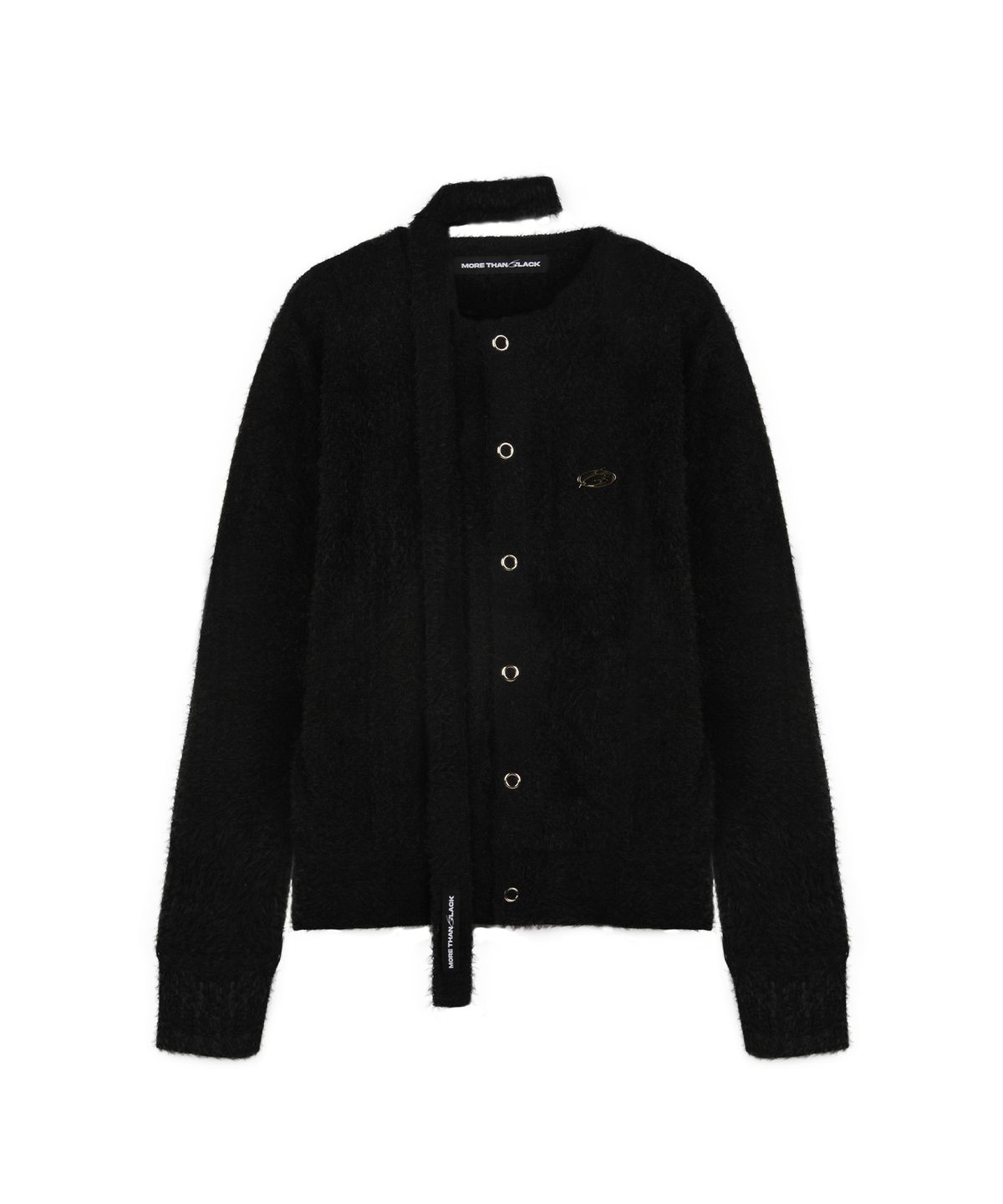 모어댄블랙(MORE THAN BLACK) LOGO ROUND FUR CARDIGAN