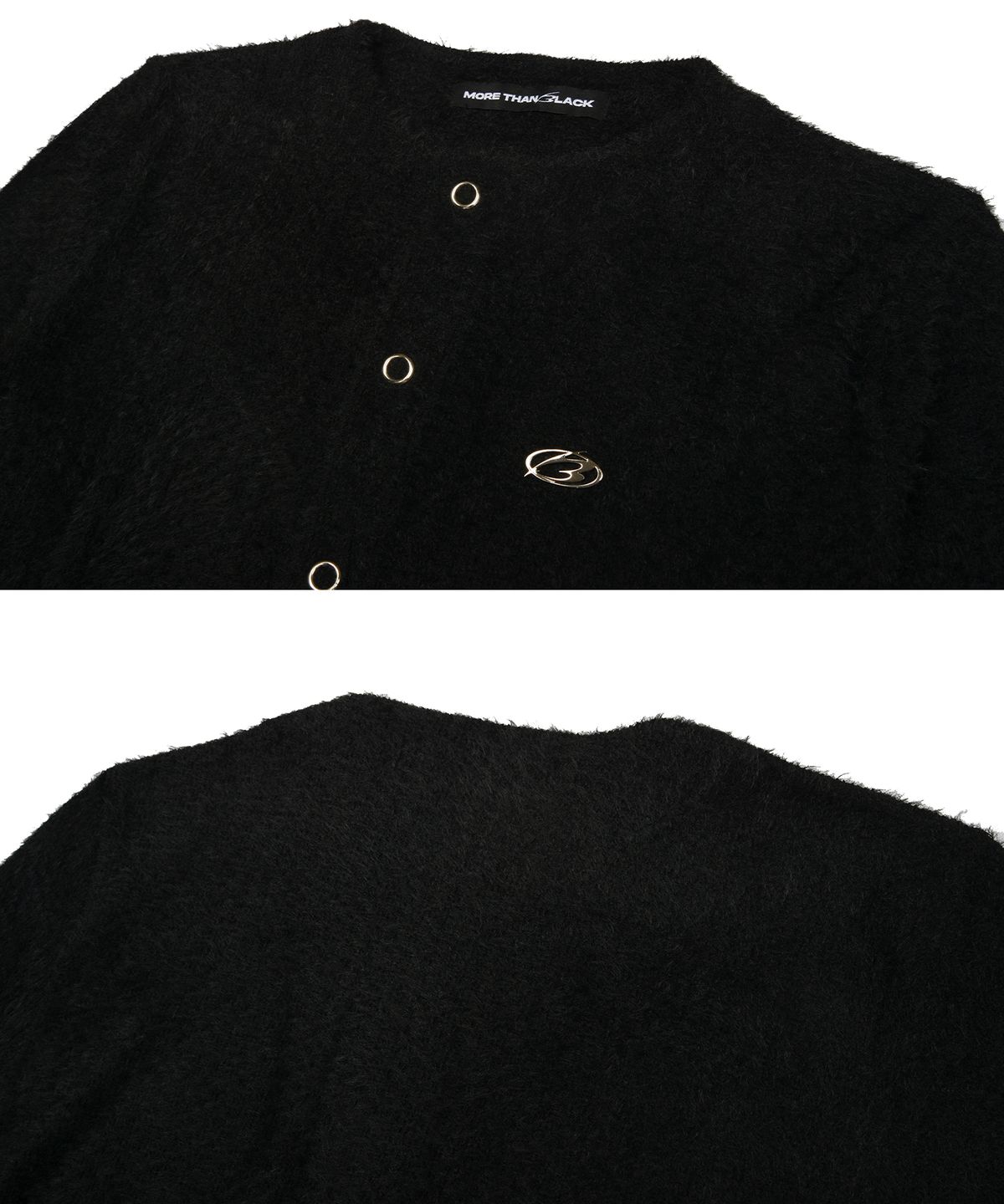 모어댄블랙(MORE THAN BLACK) LOGO ROUND FUR CARDIGAN