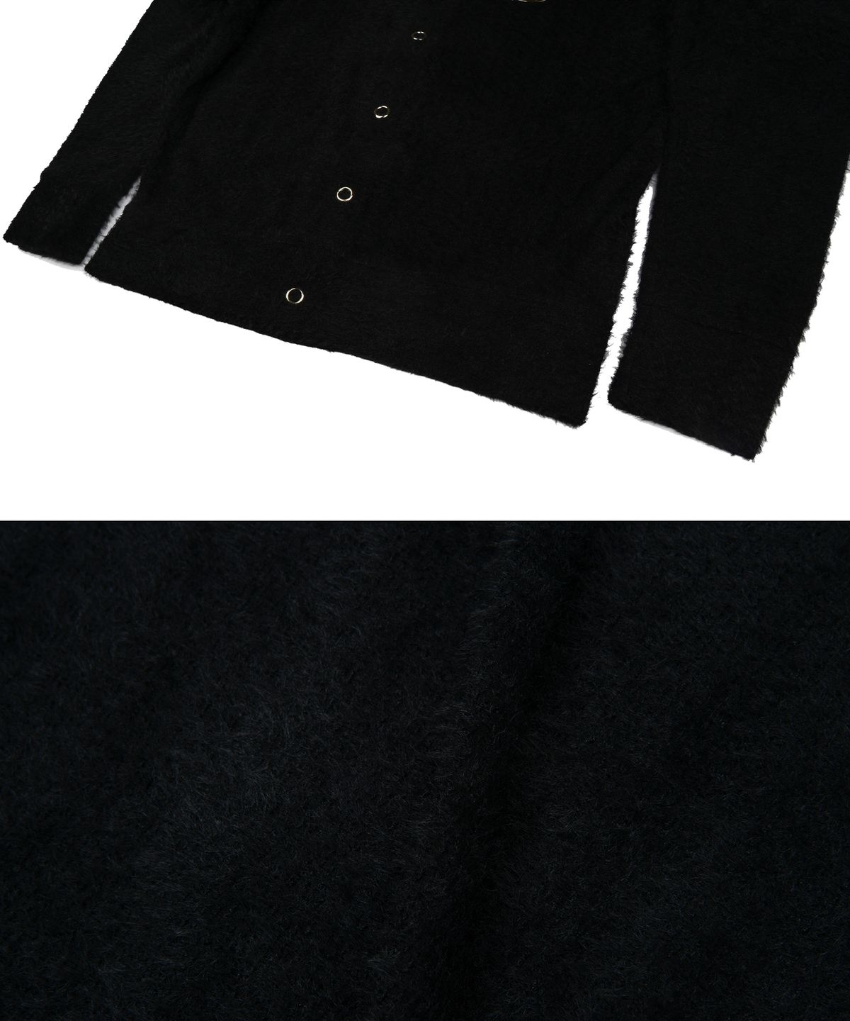 모어댄블랙(MORE THAN BLACK) LOGO ROUND FUR CARDIGAN