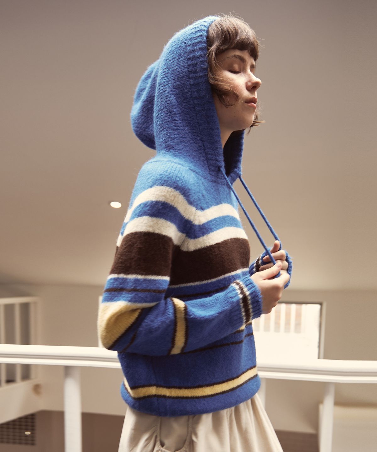 오픈도어스튜디오(OPENDOORSTUDIO) retro hood knit blue