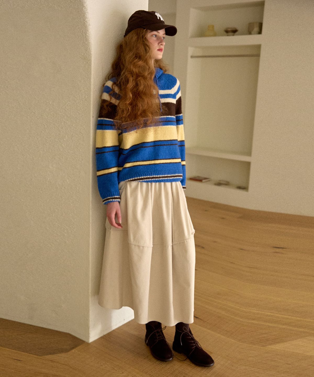 오픈도어스튜디오(OPENDOORSTUDIO) volume corduroy skirt ivory
