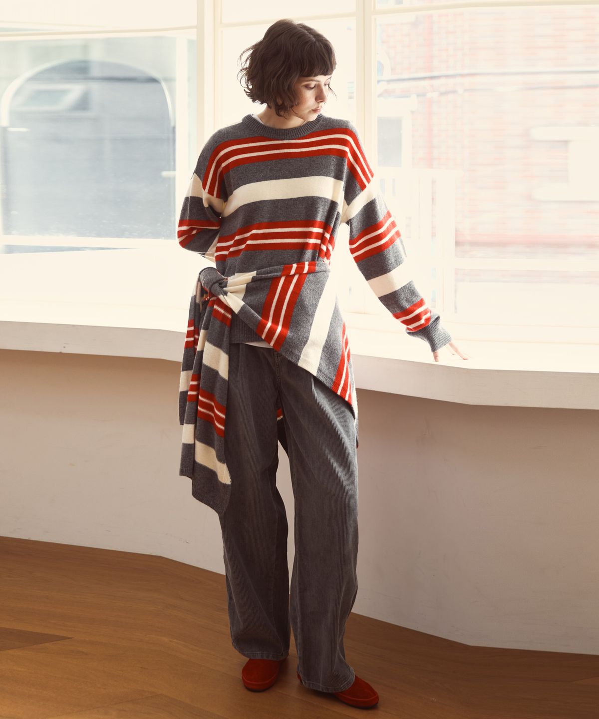 오픈도어스튜디오(OPENDOORSTUDIO) loop stripe pullover red