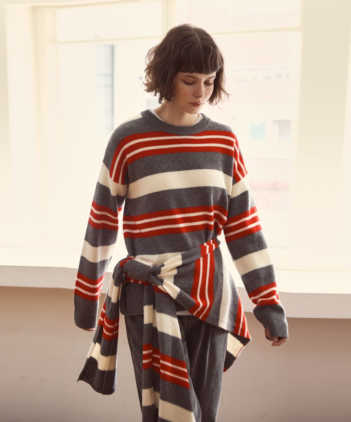 오픈도어스튜디오(OPENDOORSTUDIO) loop stripe pullover red