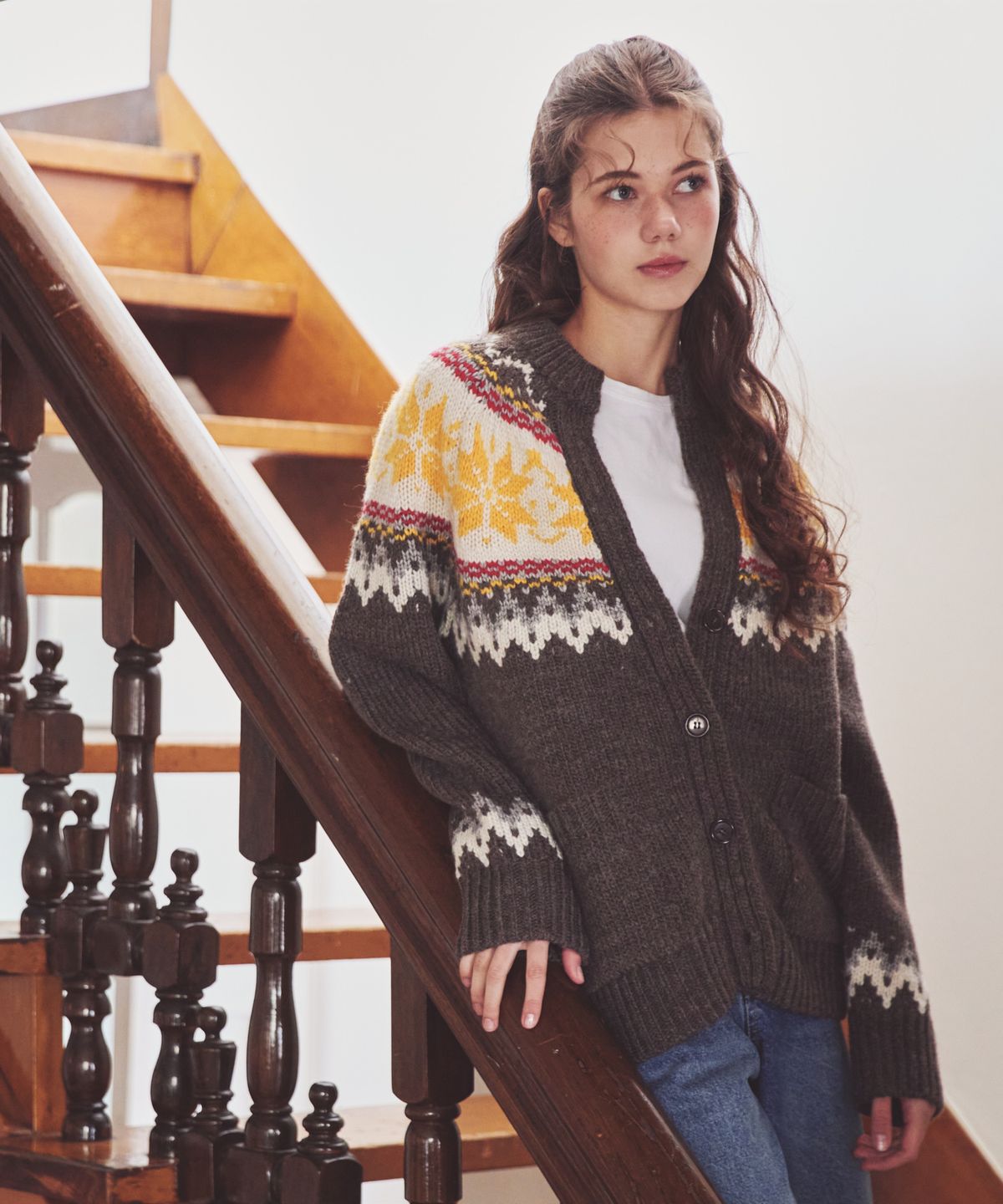 오픈도어스튜디오(OPENDOORSTUDIO) nordic salt cardigan brown