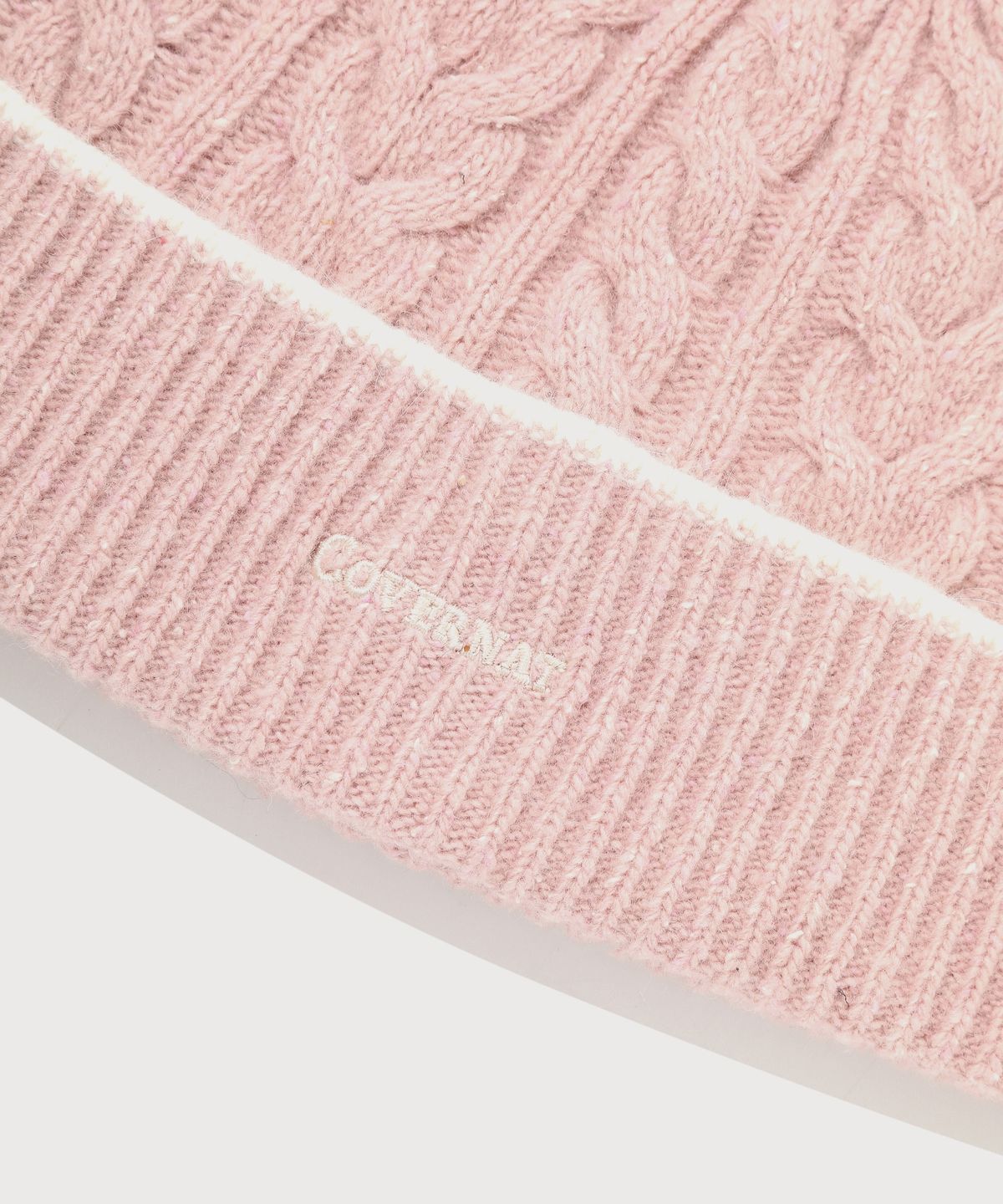 커버낫(COVERNAT) 로고 케이블 램스울 비니 Pink
