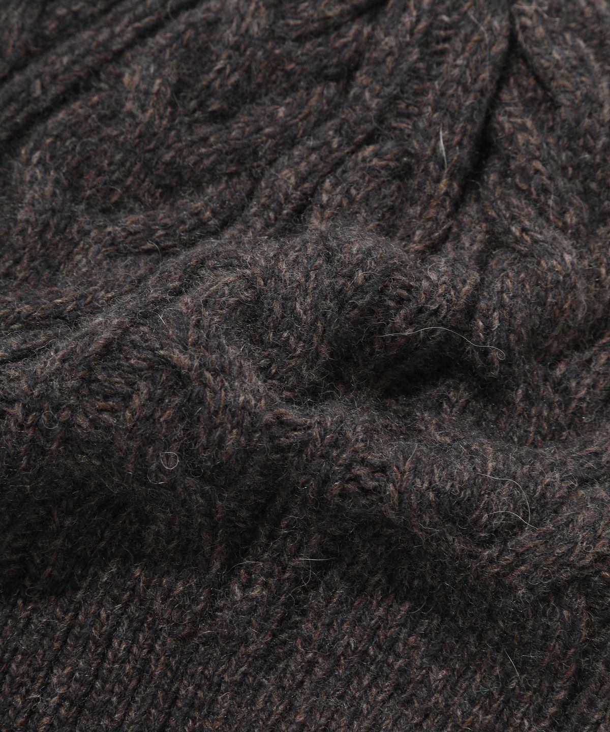커버낫(COVERNAT) 로고 케이블 램스울 비니 Brown