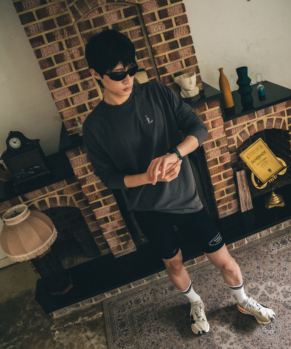 레인레임(LAINLAME) 공용 nowherefast running 긴팔 나그랑 러닝 티셔츠 그레이