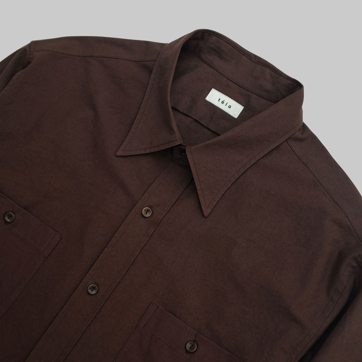 뗄라(TELA) Choco Brown Cotton Work Shirt