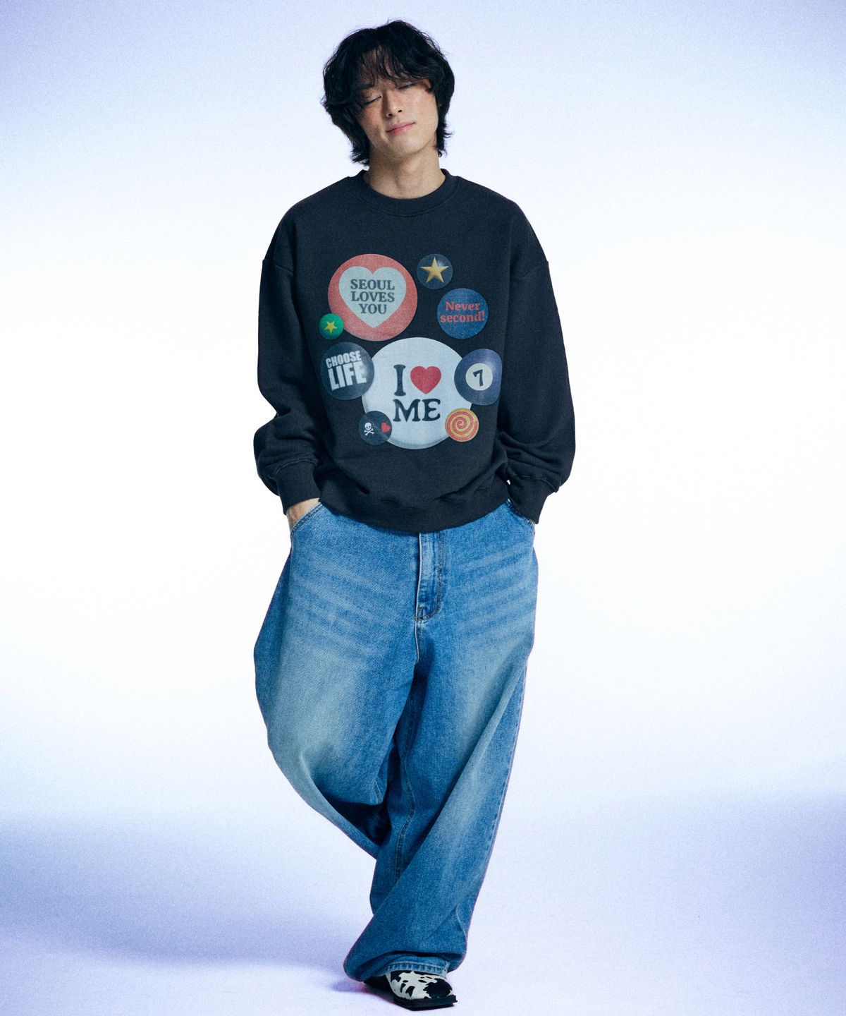 유얼쎄시(YOUR SASSY) Patch Jam Sweatshirt (DEEP BROWN)