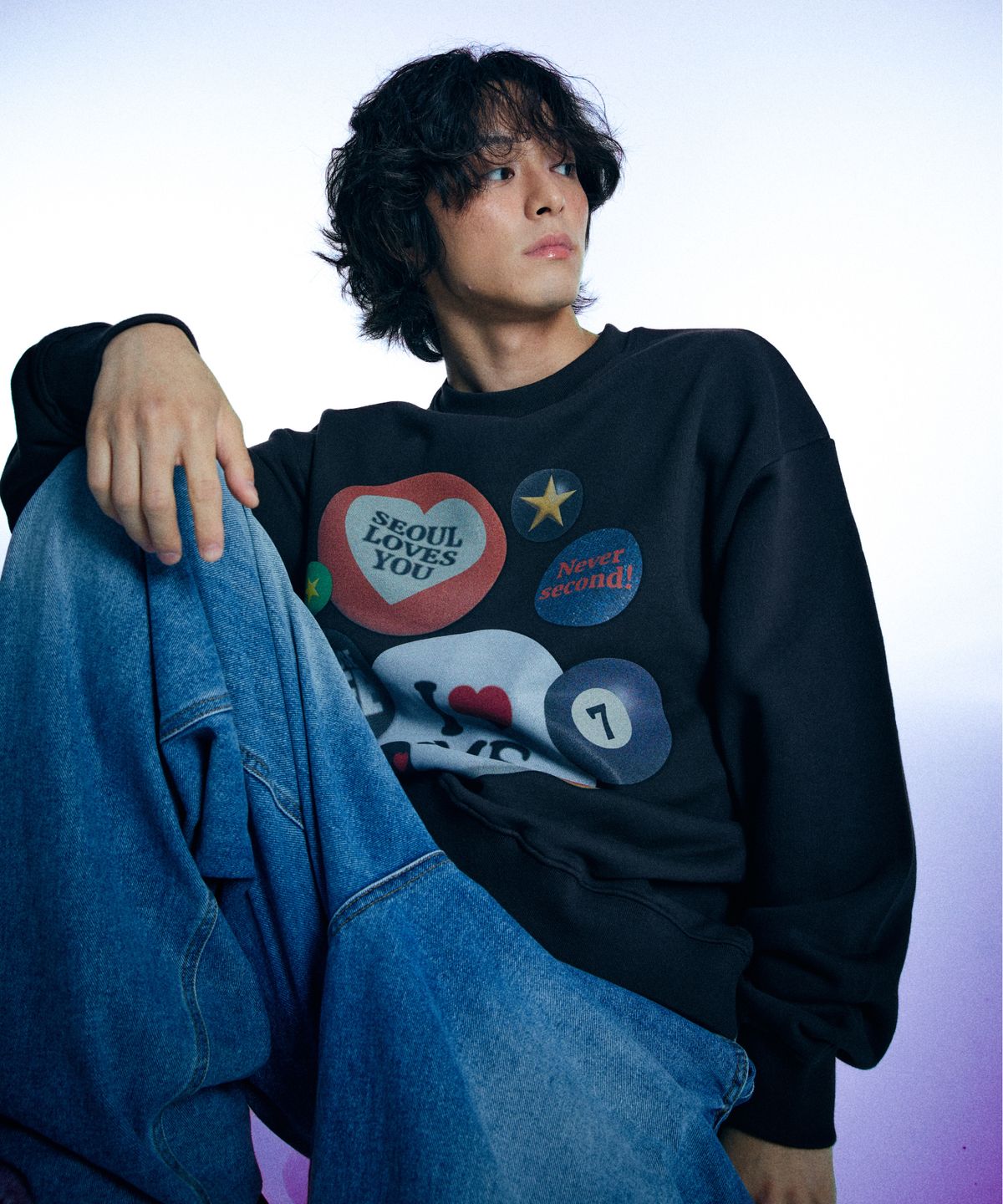 유얼쎄시(YOUR SASSY) Patch Jam Sweatshirt (DEEP BROWN)