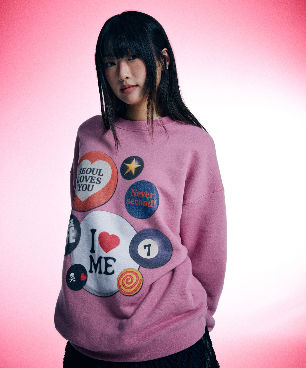 유얼쎄시(YOUR SASSY) Patch Jam Sweatshirt (PINK)