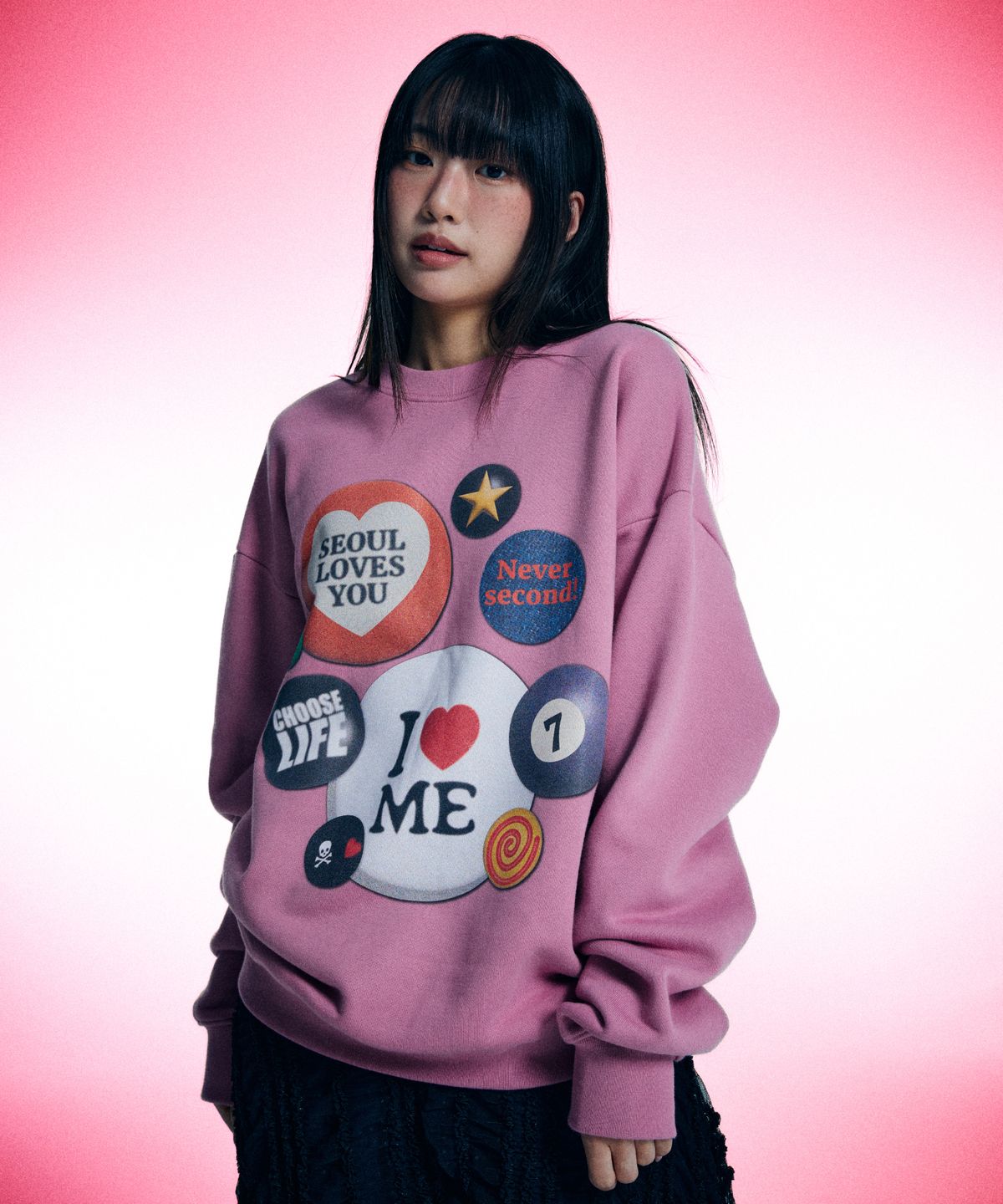 유얼쎄시(YOUR SASSY) Patch Jam Sweatshirt (PINK)