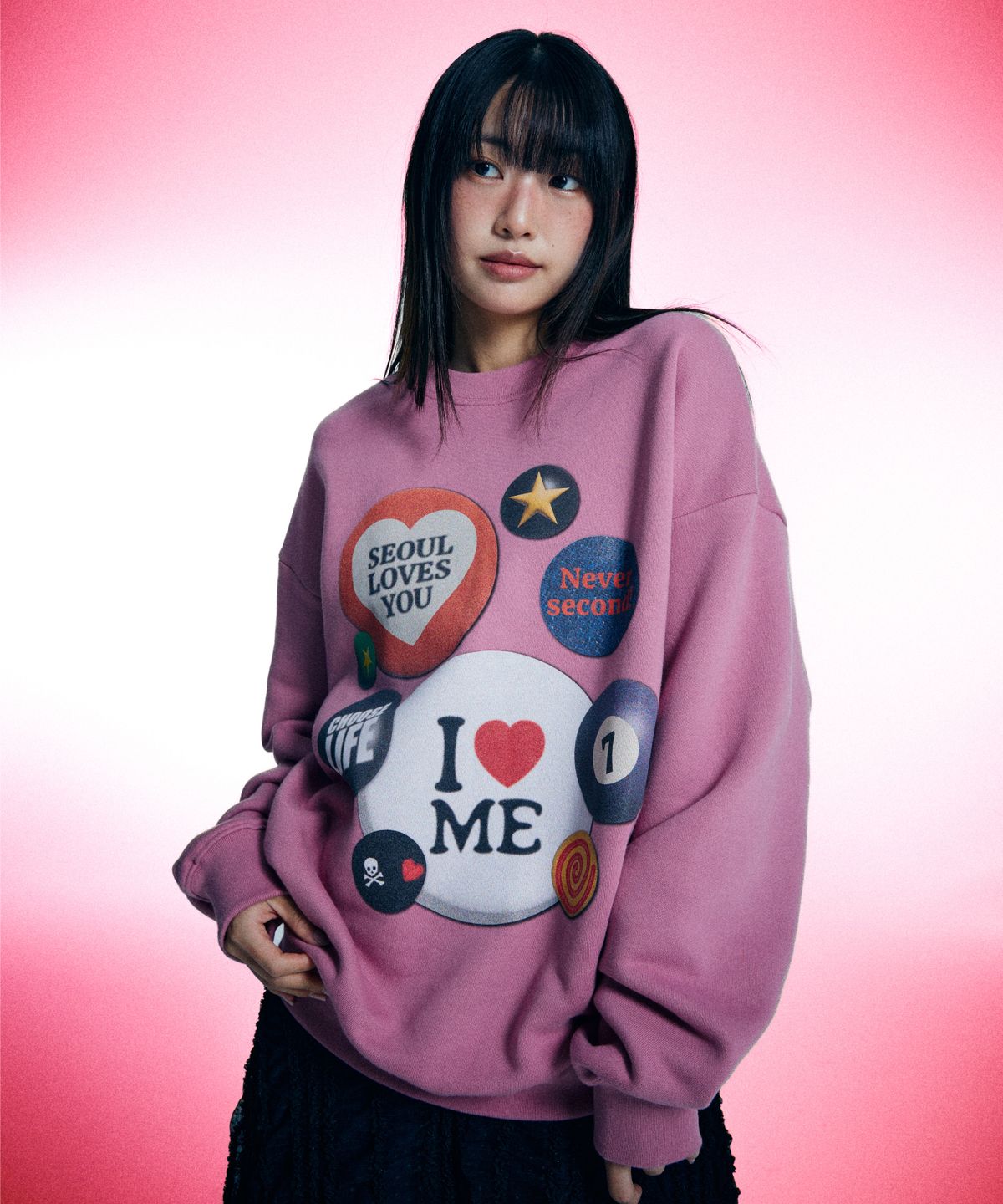유얼쎄시(YOUR SASSY) Patch Jam Sweatshirt (PINK)