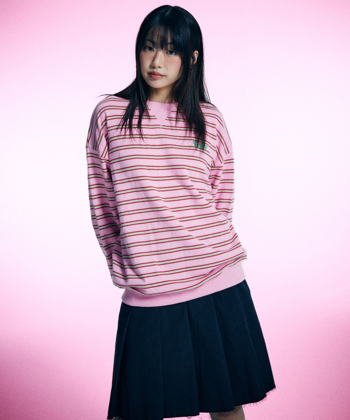 유얼쎄시(YOUR SASSY) Triangle Stripe Logo Sweatshirt (PINK)