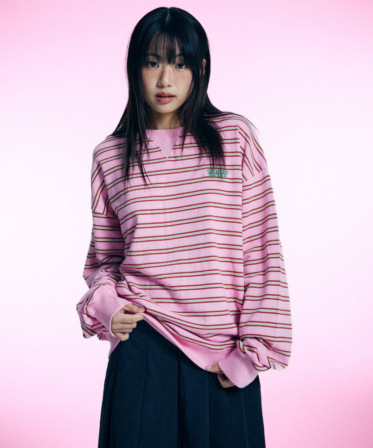 유얼쎄시(YOUR SASSY) Triangle Stripe Logo Sweatshirt (PINK)