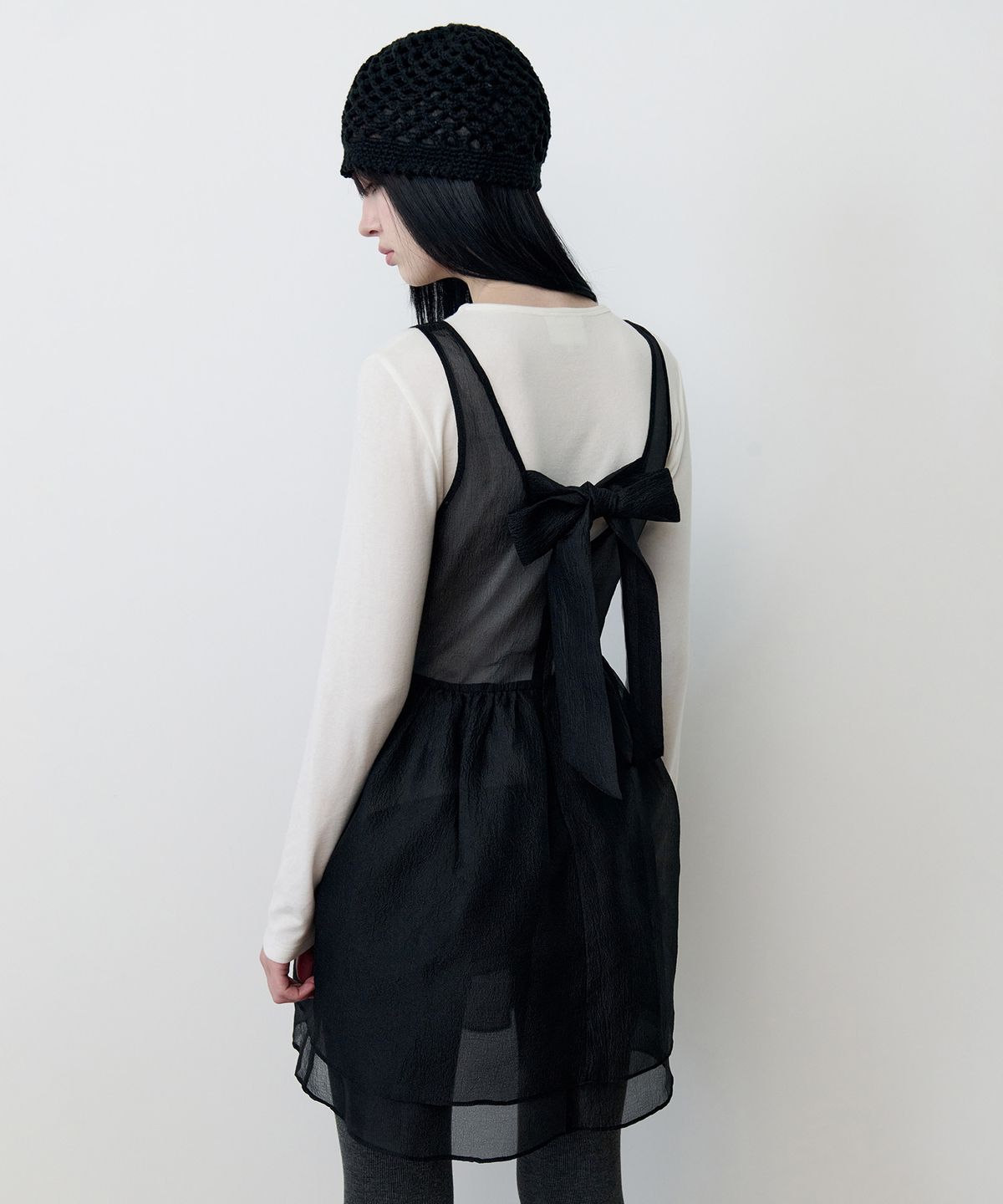 로라로라(ROLAROLA) ORGANZA RIBBON MINI ONEPIECE BLACK