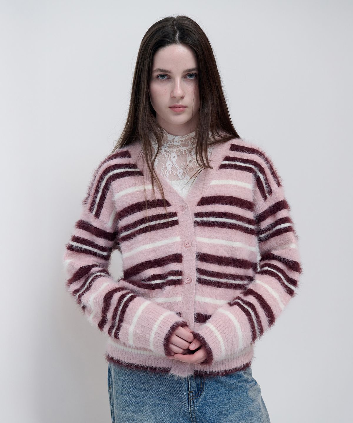 로라로라(ROLAROLA) FLUFFY LOOSE FIT CARDIGAN PINK