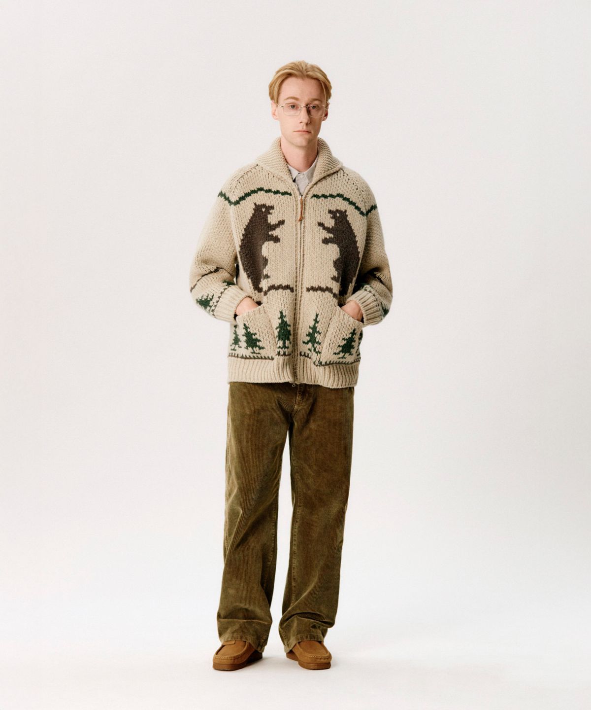 에스피오나지(ESPIONAGE) Cowichan Heavy Cardigan Grizzly Bear