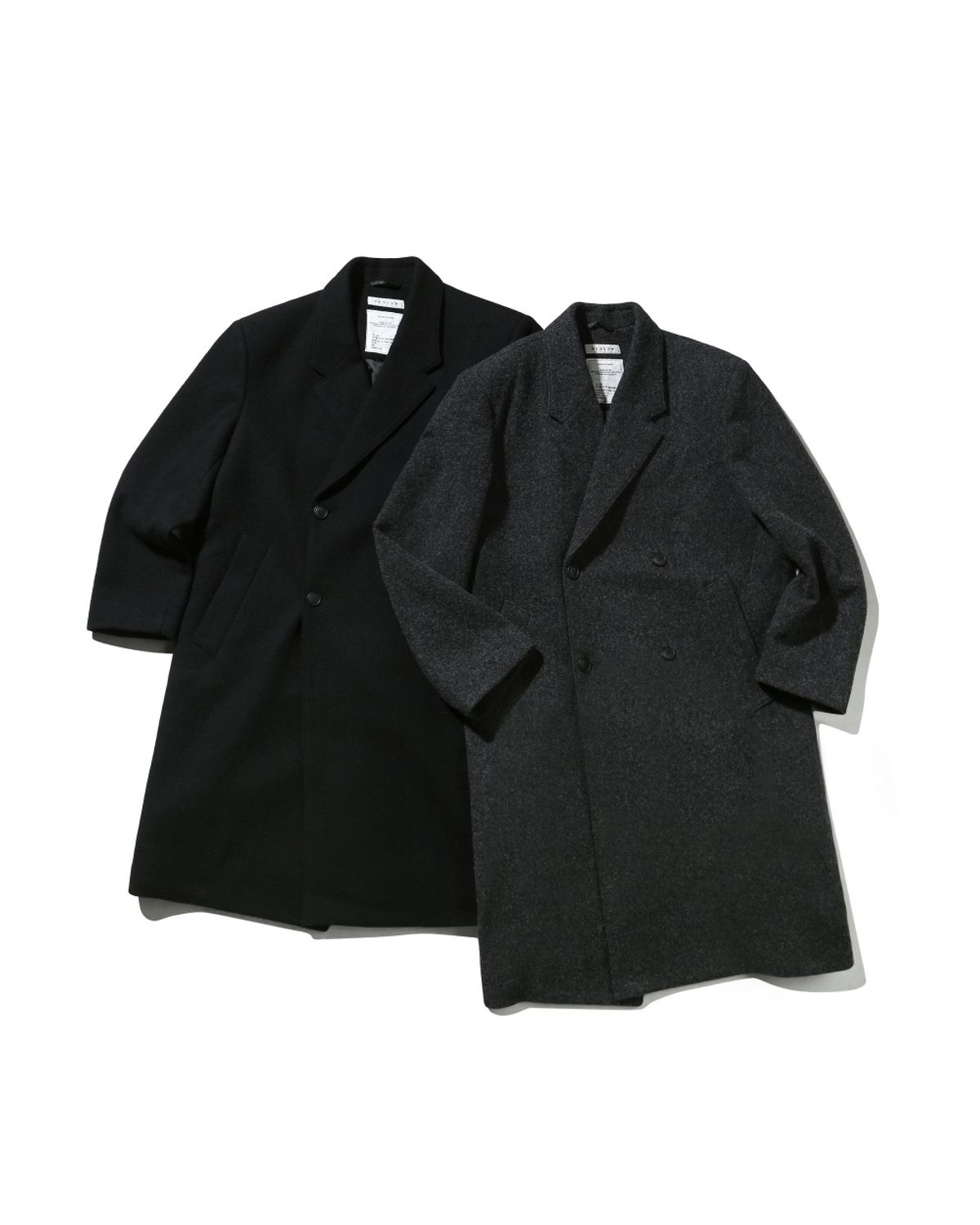 비슬로우(BESLOW) DOUBLE BREASTED ALPACA MAXI COAT MELANGE CHARCOAL