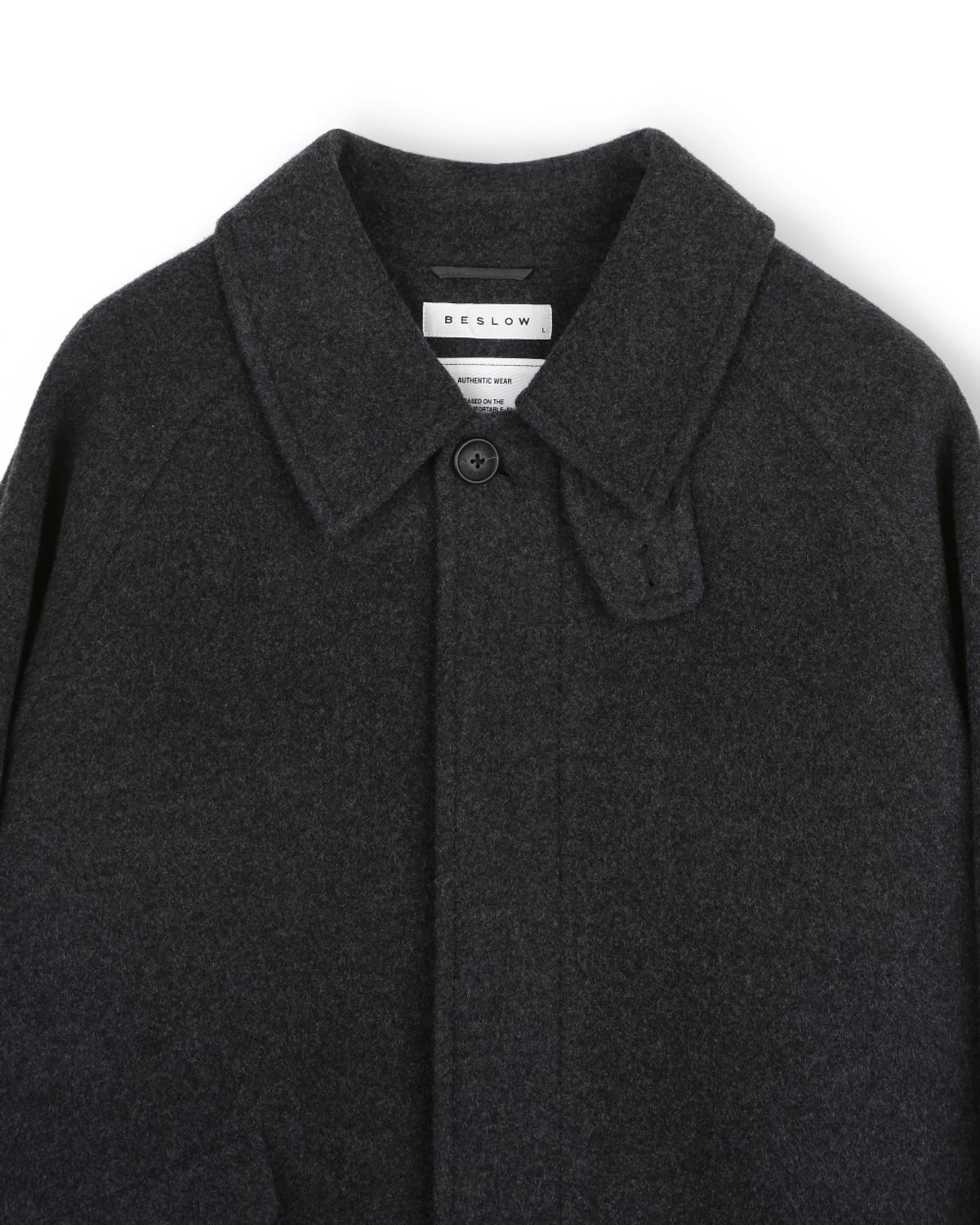 비슬로우(BESLOW) OVERSIZED TEXTURED CASHMERE BALMACAAN COAT MELANGE CHARCOAL