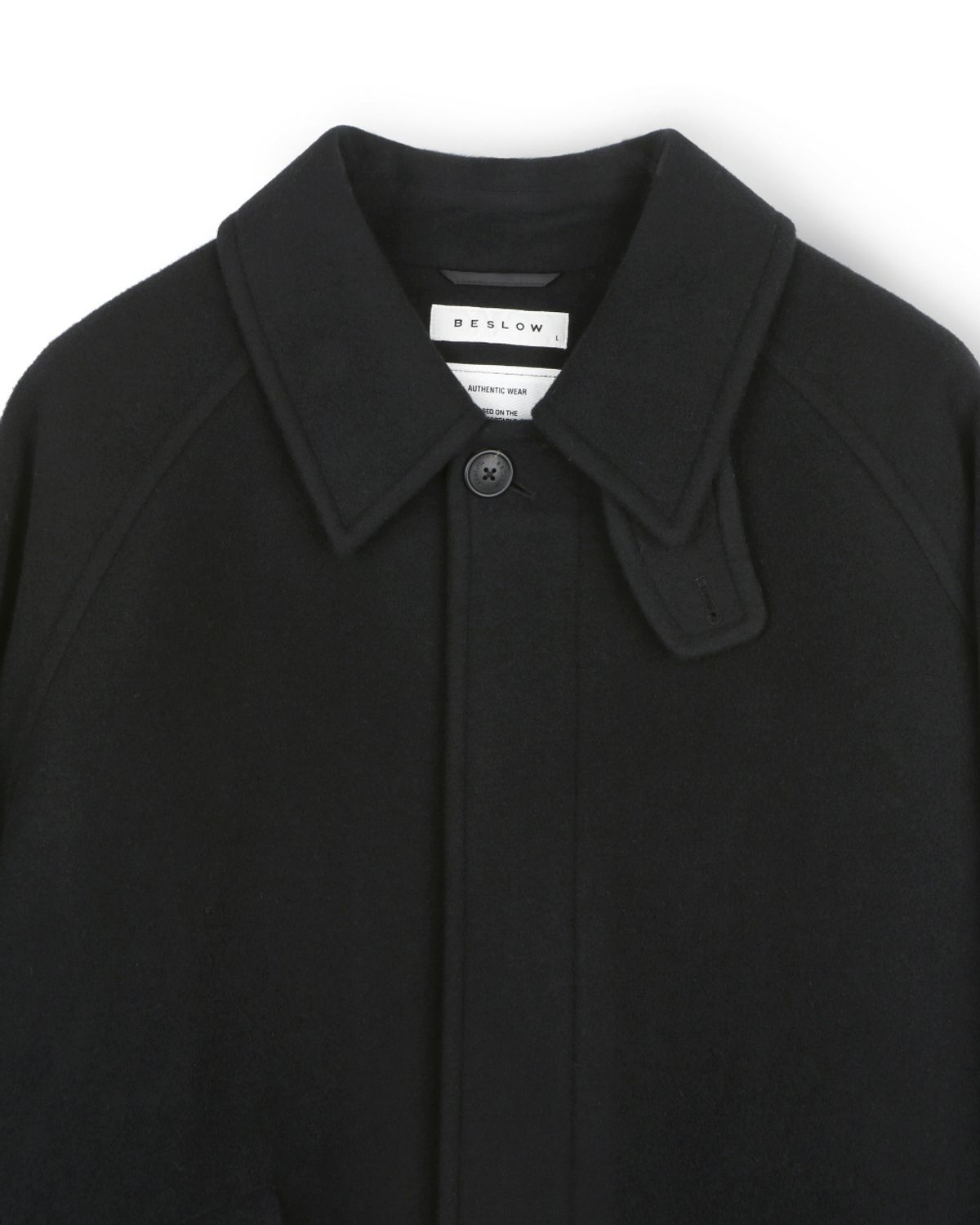 비슬로우(BESLOW) OVERSIZED TEXTURED CASHMERE BALMACAAN COAT BLACK