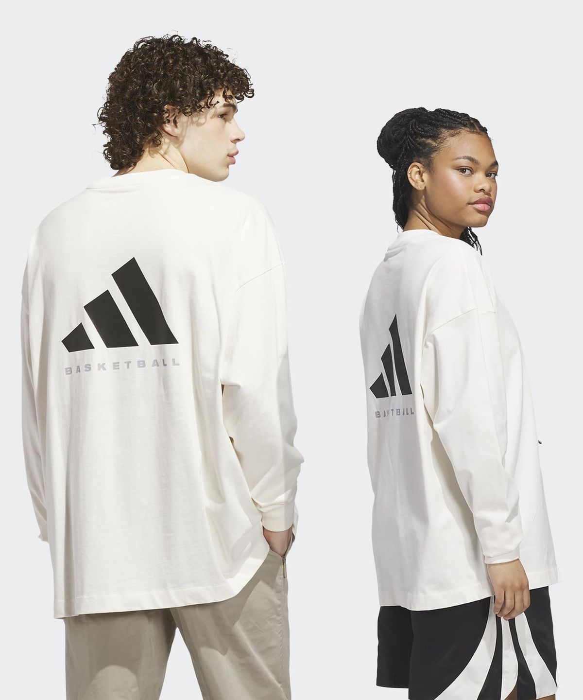 아디다스(ADIDAS) 바스켓볼 긴팔 티 - 화이트 / JX5579