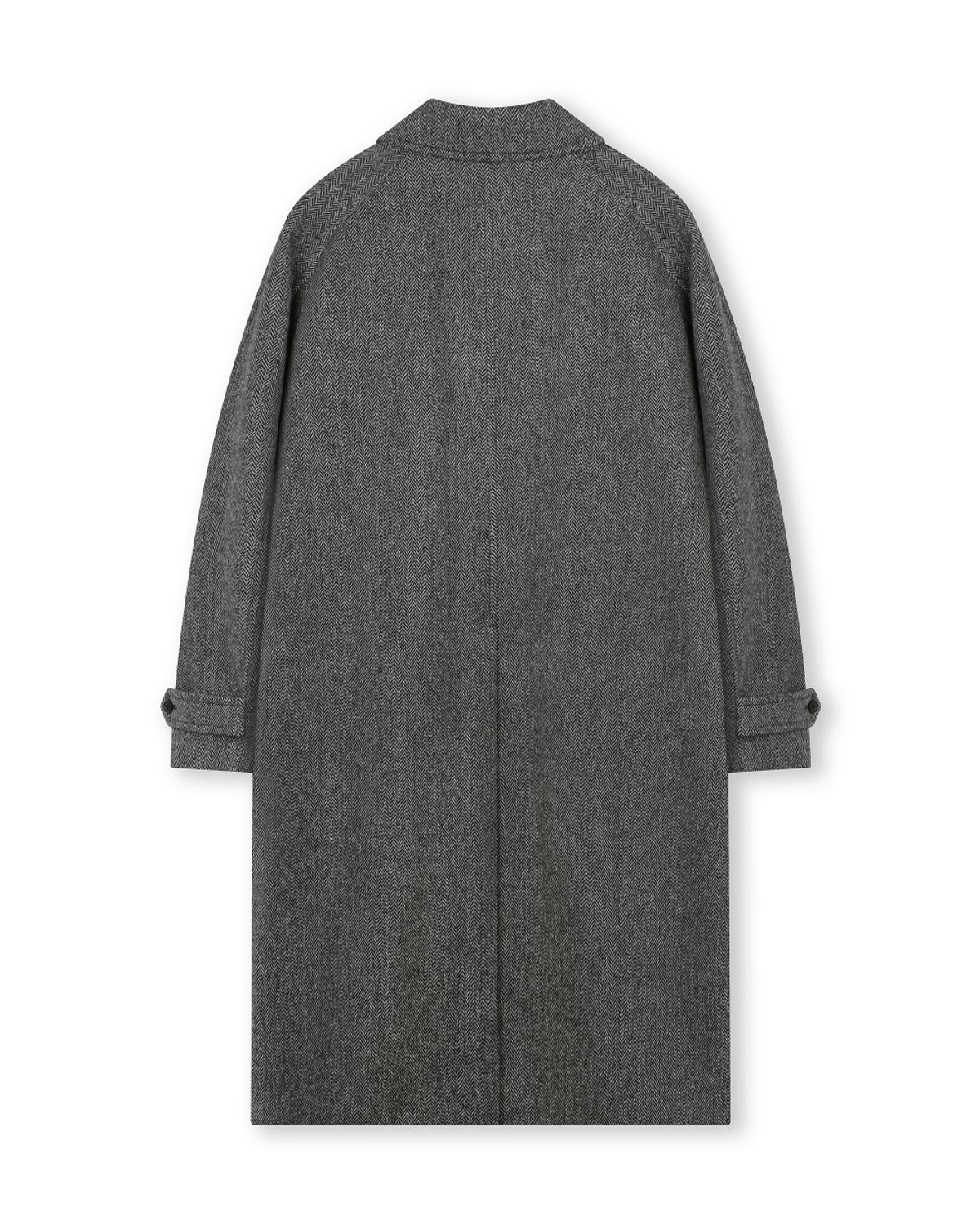 비슬로우(BESLOW) OVERSIZED HERRINGBONE ALPACA BALMACAAN COAT GREY HERRINGBONE