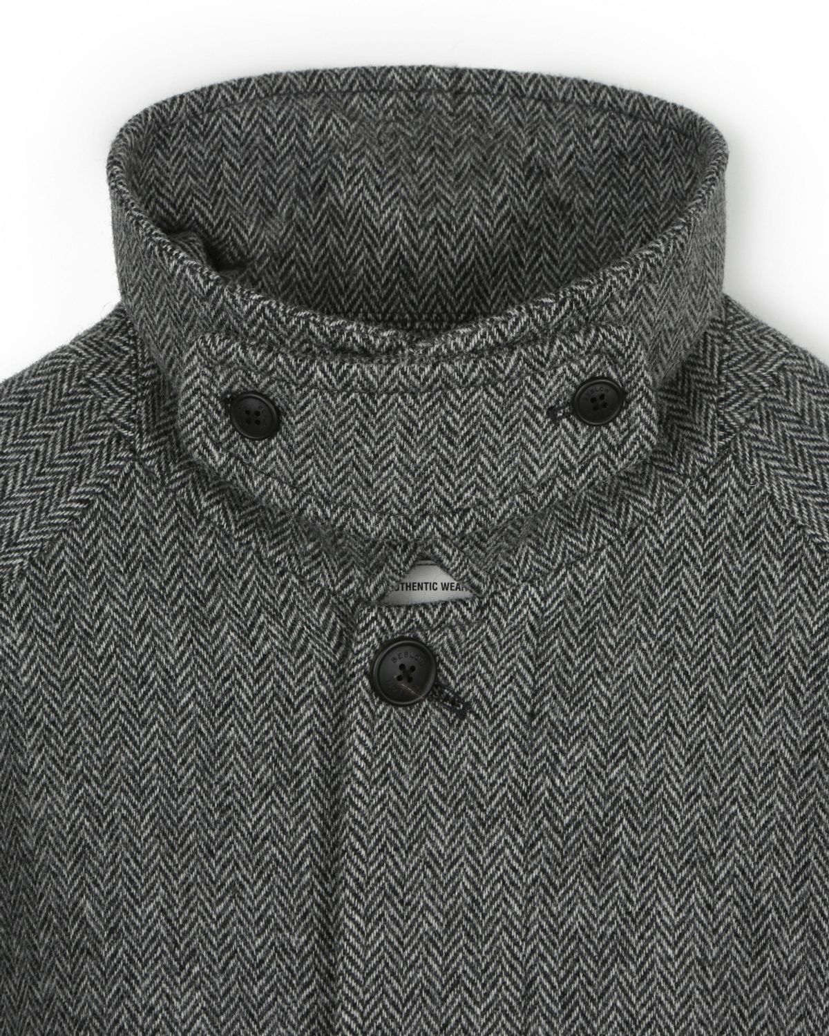 비슬로우(BESLOW) OVERSIZED HERRINGBONE ALPACA BALMACAAN COAT GREY HERRINGBONE