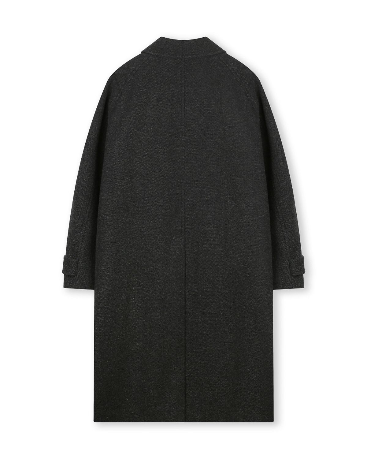 비슬로우(BESLOW) OVERSIZED HERRINGBONE ALPACA BALMACAAN COAT CHARCOAL HERRINGBONE