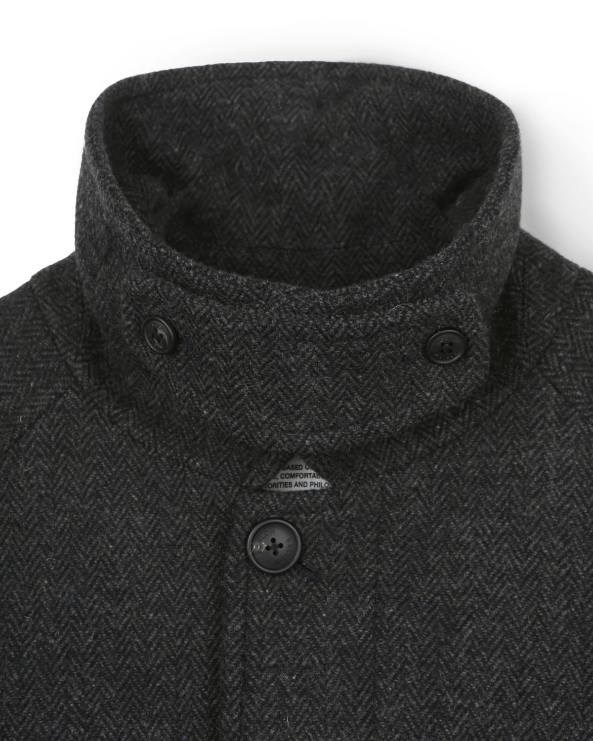비슬로우(BESLOW) OVERSIZED HERRINGBONE ALPACA BALMACAAN COAT CHARCOAL HERRINGBONE