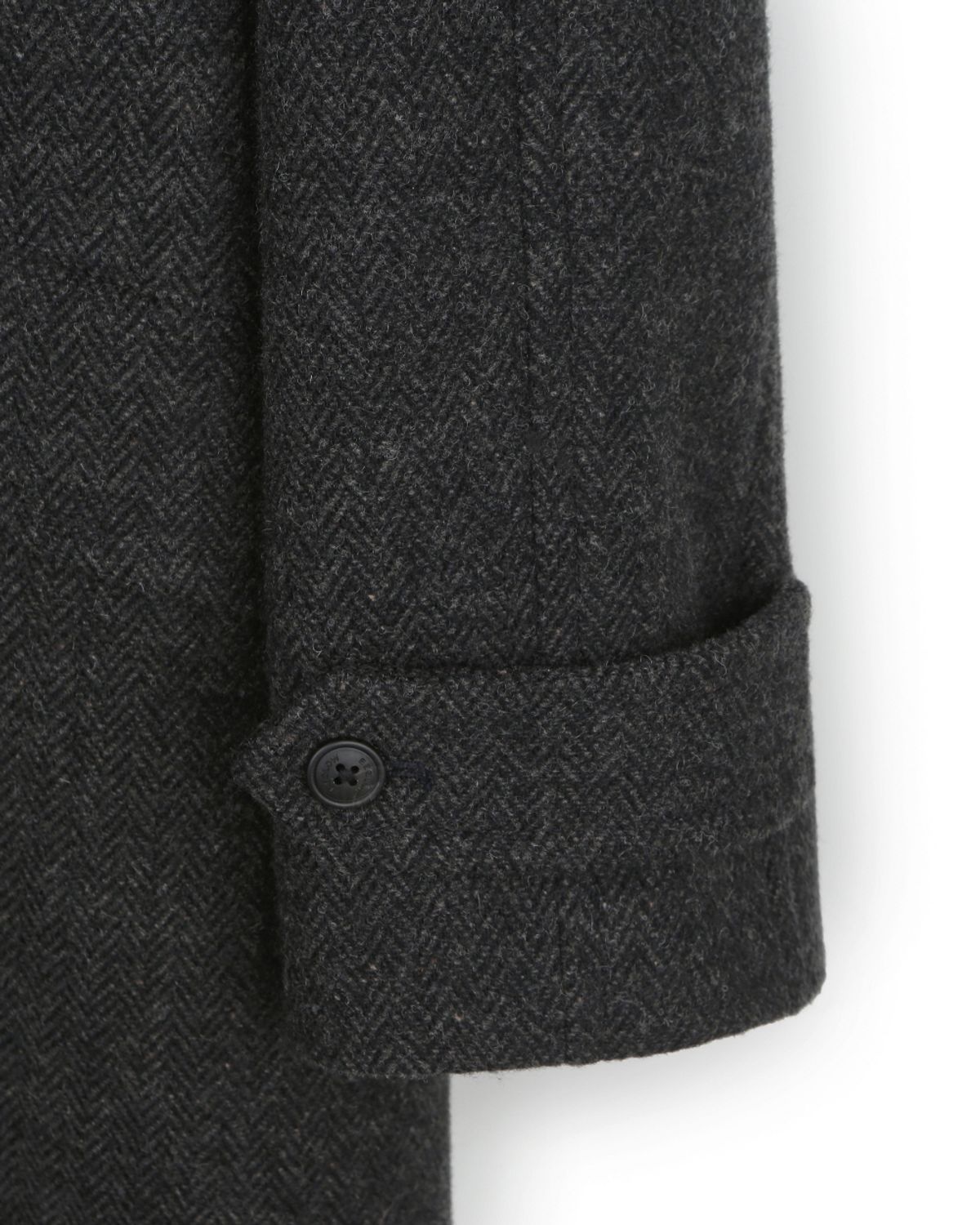 비슬로우(BESLOW) OVERSIZED HERRINGBONE ALPACA BALMACAAN COAT CHARCOAL HERRINGBONE