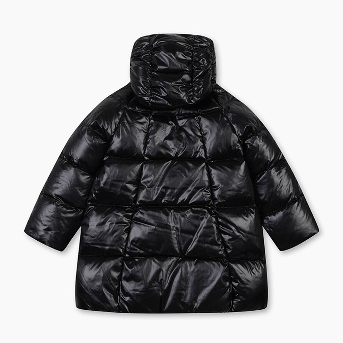 베네통키즈(BENETTONKIDS) 셔링 후드 롱 다운_QADJ02561BK