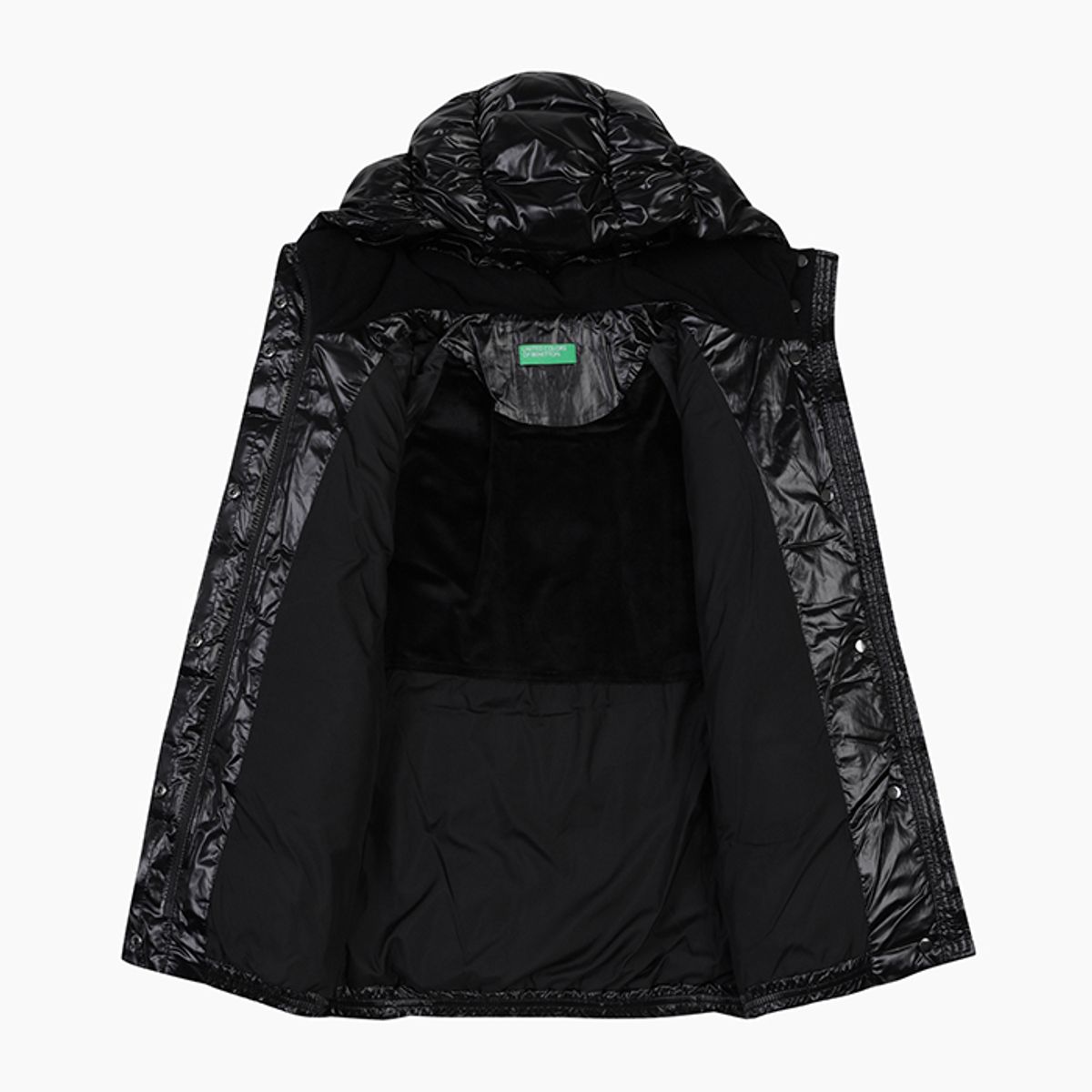베네통키즈(BENETTONKIDS) 셔링 후드 롱 다운_QADJ02561BK