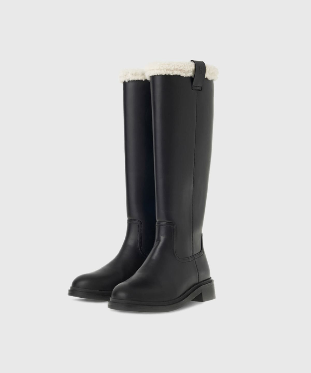 룩캐스트(LOOKAST) 리아나 시어링 롱 부츠_블랙 / RIANA SHEARLING LONG BOOTS_BLACK