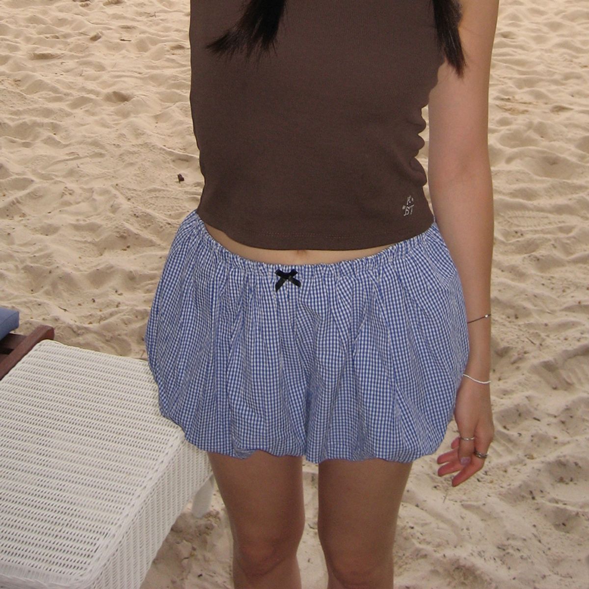 홈바디띵즈(HOMEBODY THINGS) Balloon Check Shorts (SKY BLUE)