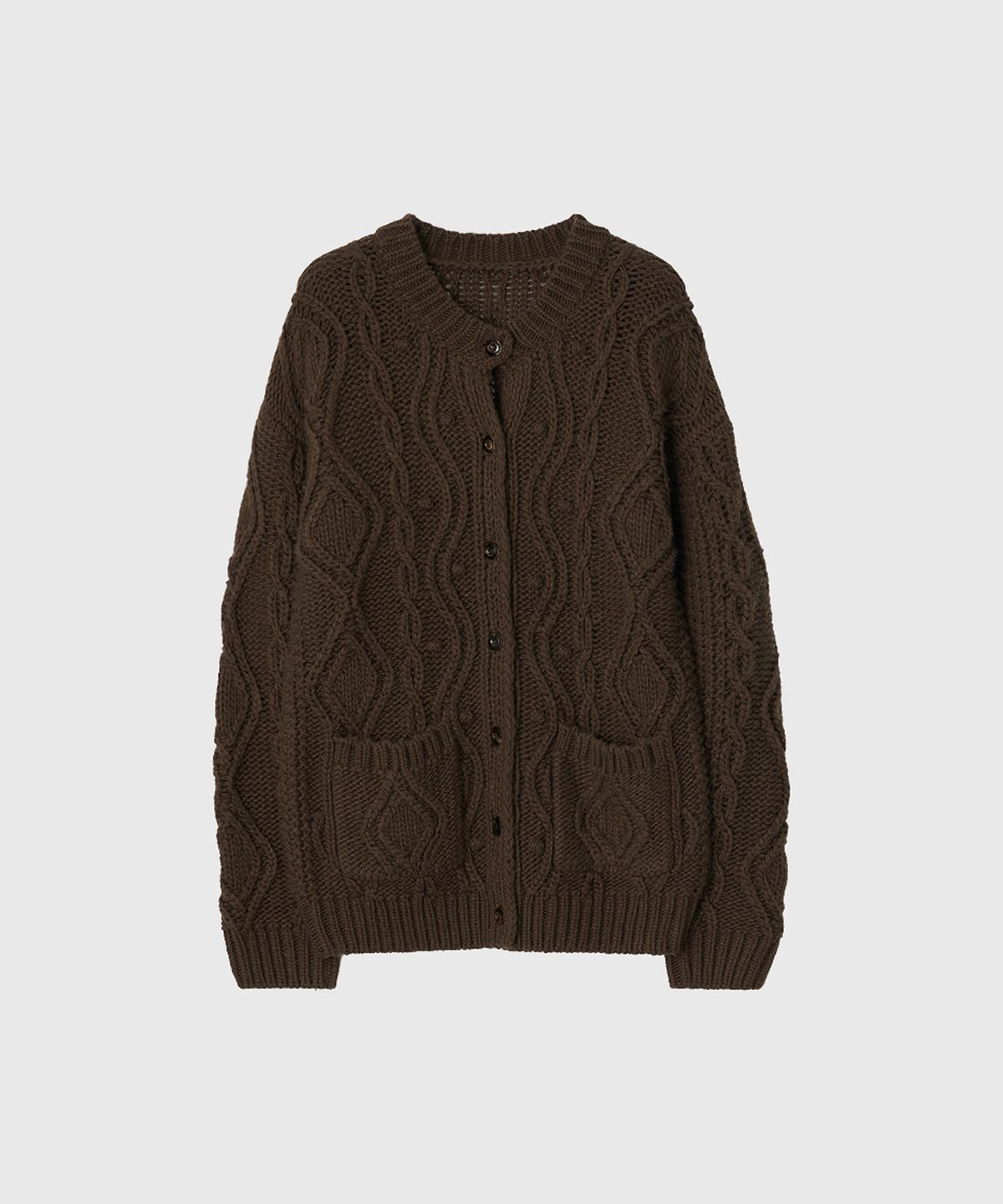 룩캐스트(LOOKAST) 설리 청키 니트 가디건_브라운 / SULLY CHUNKY KNIT CARDIGAN_BROWN
