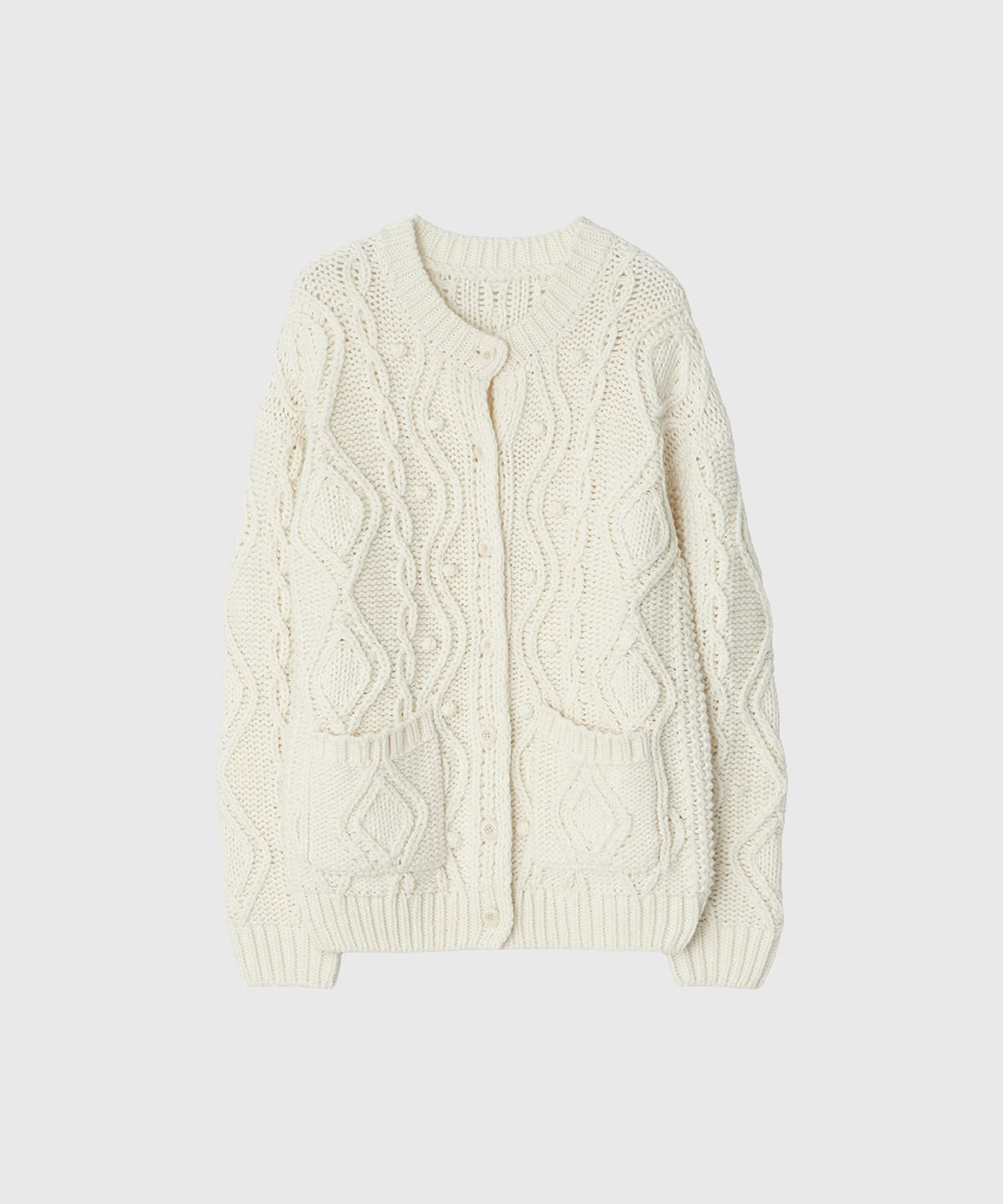 룩캐스트(LOOKAST) 설리 청키 니트 가디건_아이보리 / SULLY CHUNKY KNIT CARDIGAN_IVORY