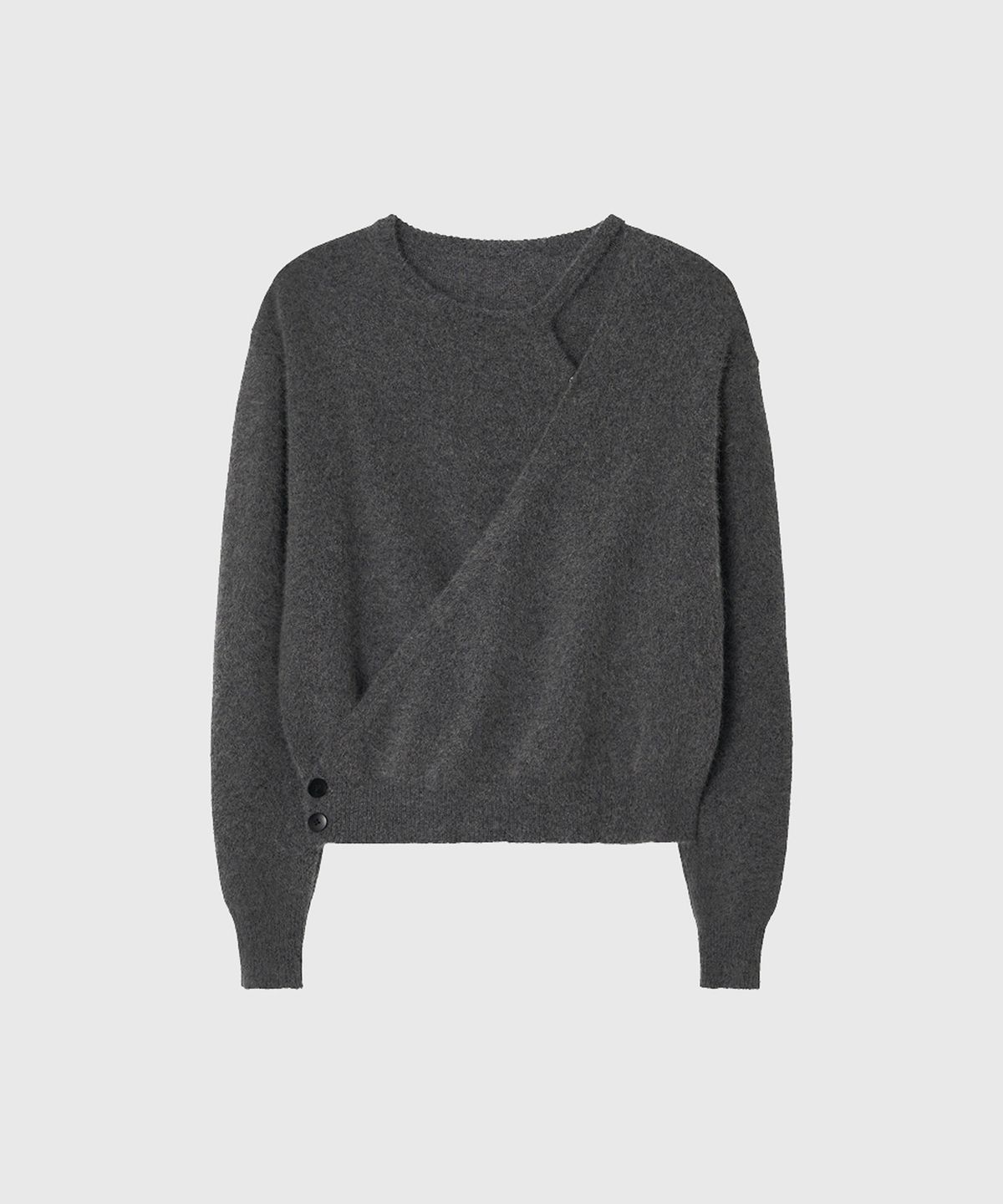 룩캐스트(LOOKAST) 카리나 폭스 레이어드 니트_차콜 / KARINA FOX LAYERED KNIT_CHARCOAL