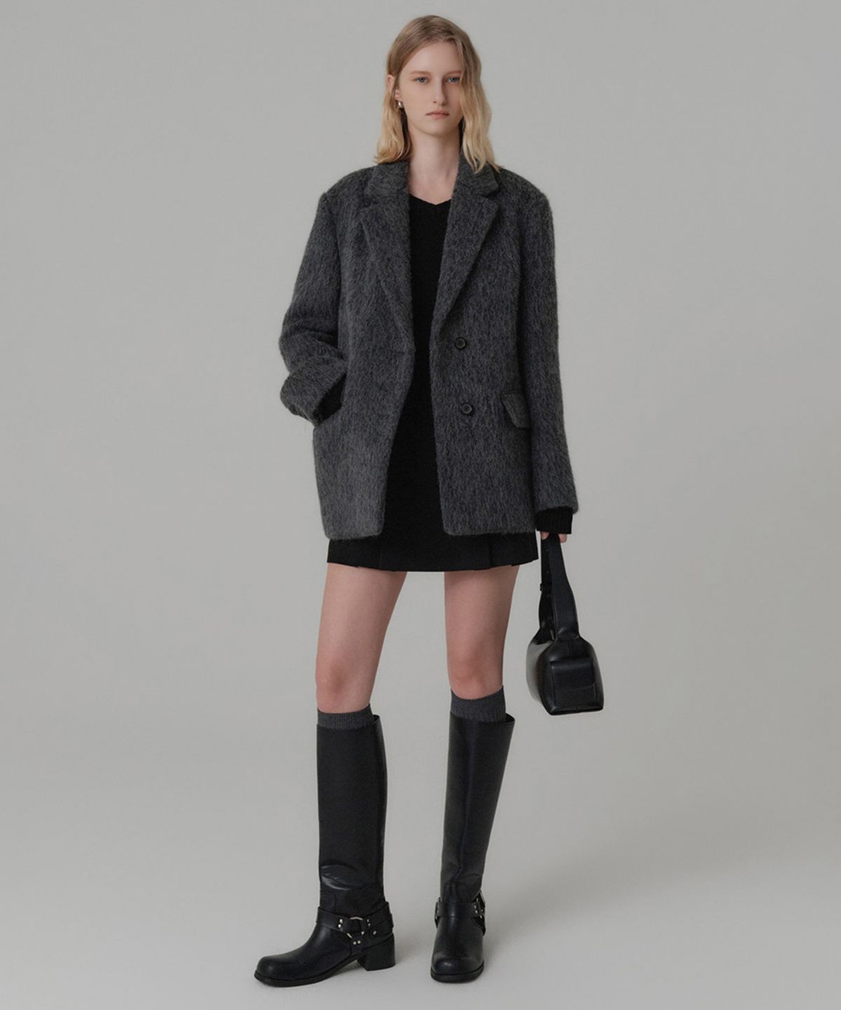 룩캐스트(LOOKAST) 레이어 알파카 자켓_그레이 / LAYER ALPACA JACKET_GREY