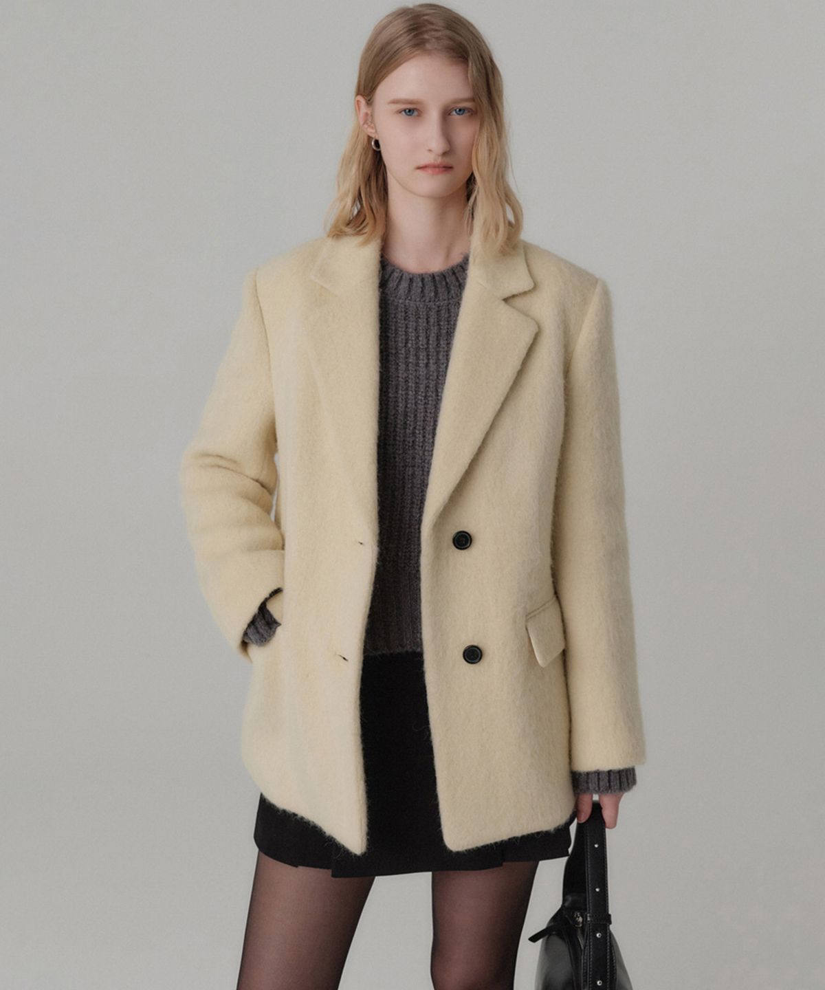 룩캐스트(LOOKAST) 레이어 알파카 자켓_버터 / LAYER ALPACA JACKET_BUTTER