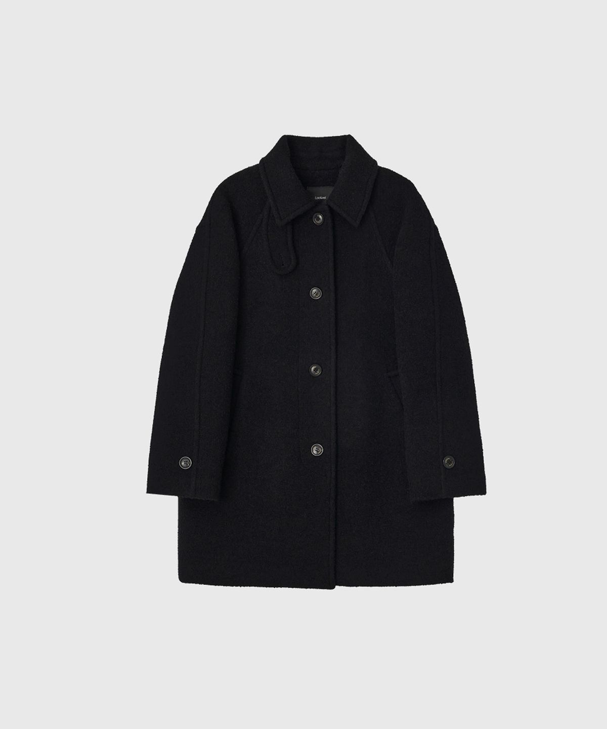 룩캐스트(LOOKAST) 헤일리 울 부클 하프 코트_블랙 / HAILY WOOL BOUCLE HALF COAT_BLACK