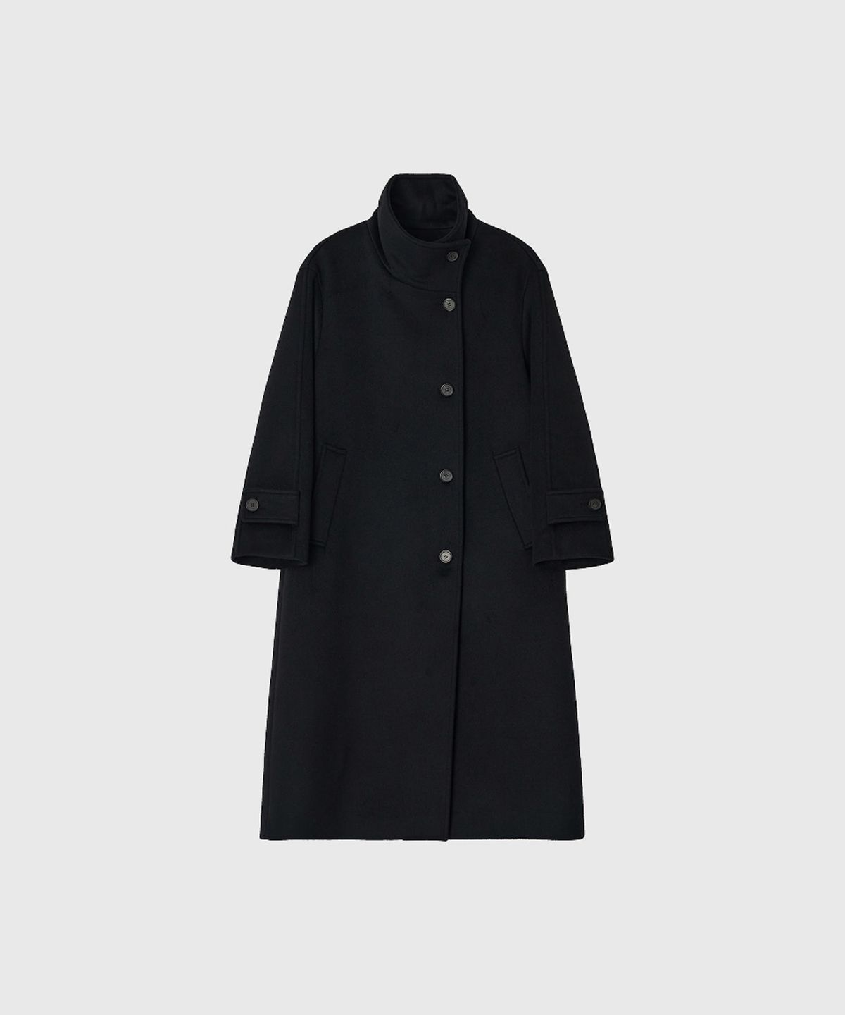 룩캐스트(LOOKAST) 하이넥 울 오버사이즈 코트_블랙 / HIGH NECK WOOL OVERSIZED COAT_BLACK