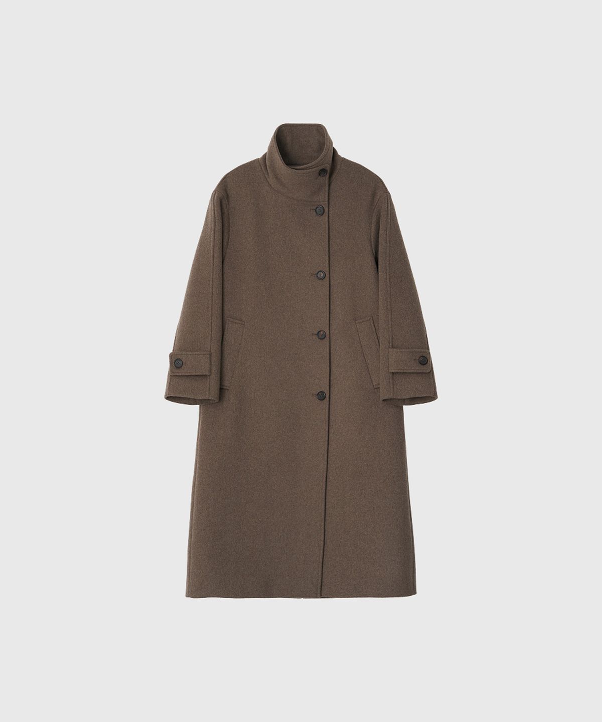 룩캐스트(LOOKAST) 하이넥 울 오버사이즈 코트_브라운 / HIGH NECK WOOL OVERSIZED COAT_BROWN