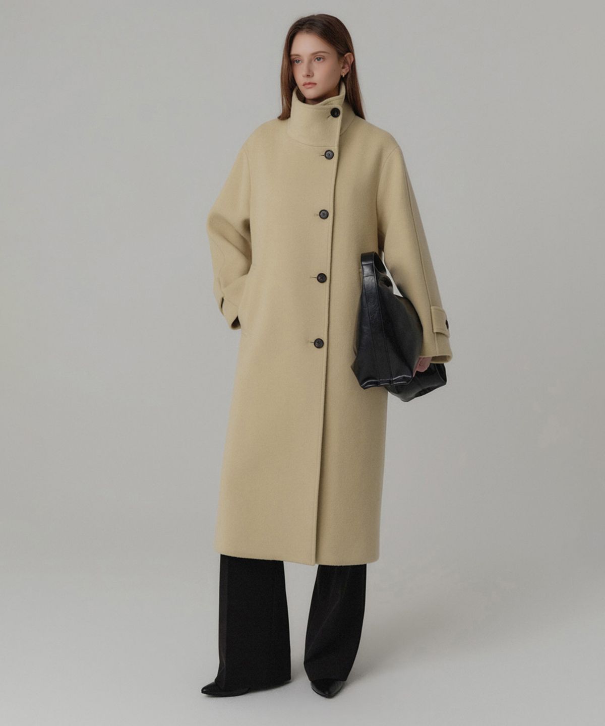 룩캐스트(LOOKAST) 하이넥 울 오버사이즈 코트_엘로우 / HIGH NECK WOOL OVERSIZED COAT_YELLOW