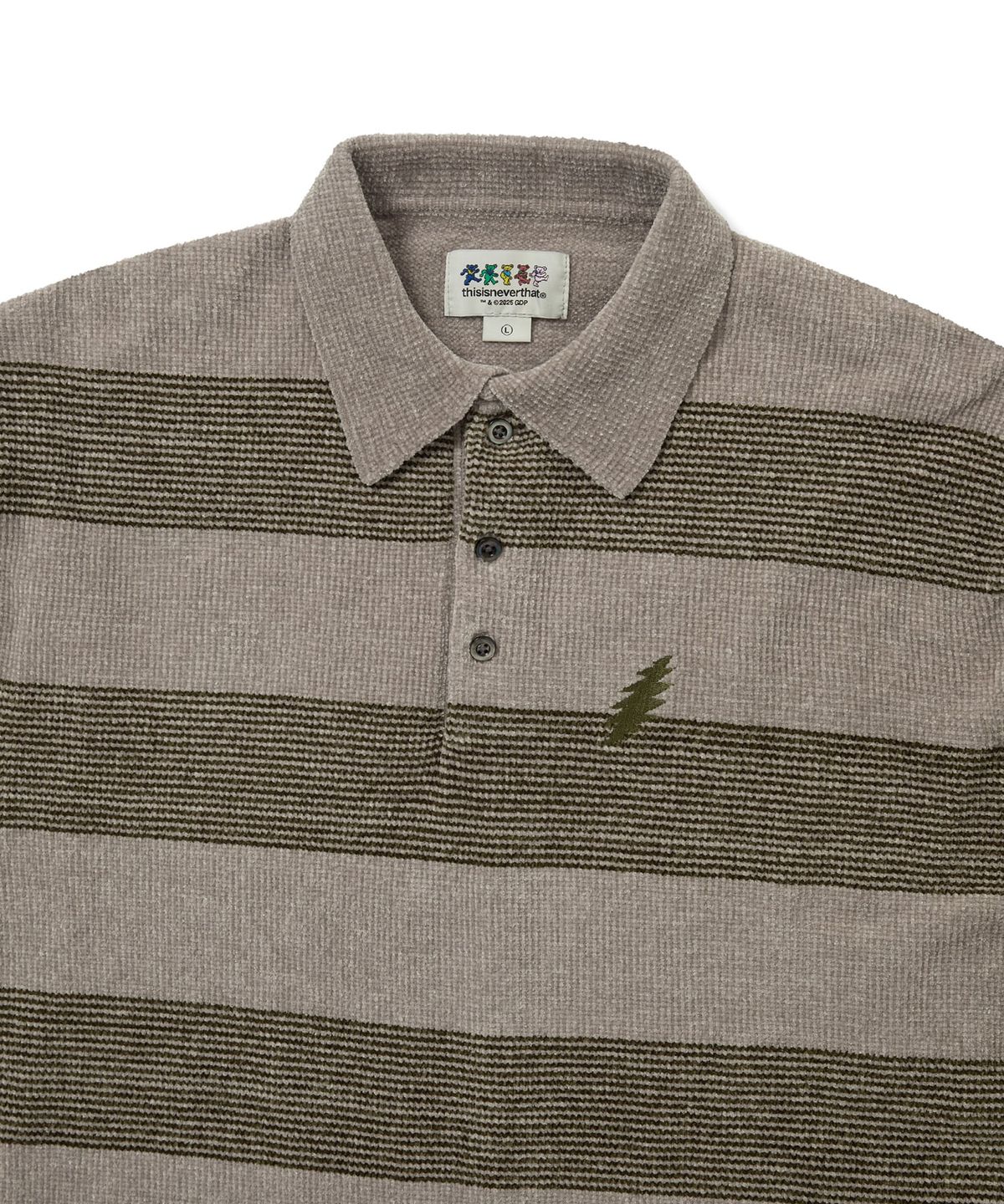 디스이즈네버댓(THISISNEVERTHAT) GD Lightning Velvet Knit Polo Khaki